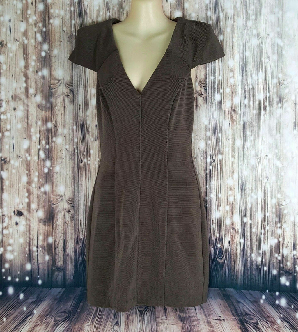 SEDUCE Women's Brown Ribbed Fashion Textured Cocktail Party Formal Pencil Dress