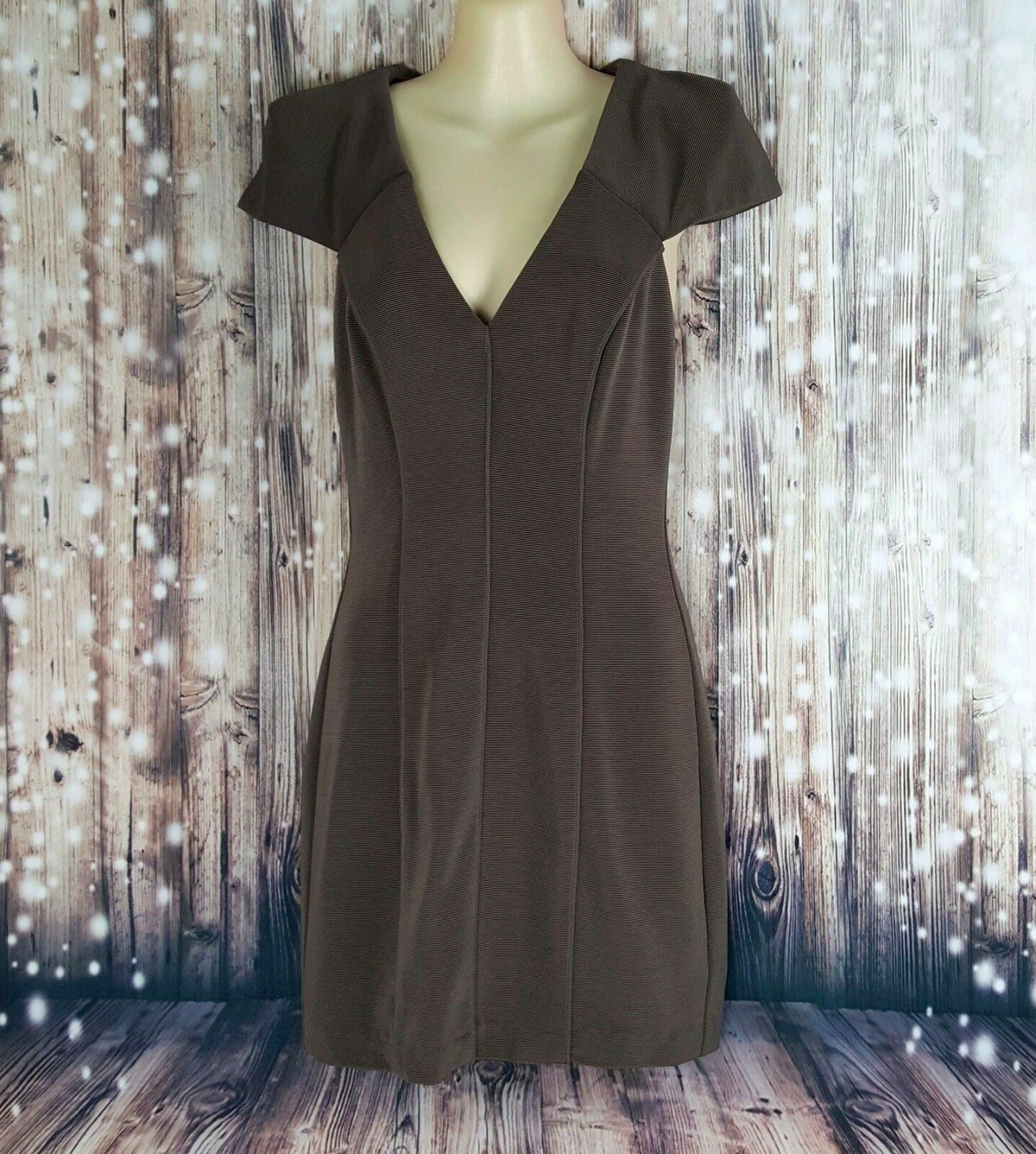SEDUCE Women's Brown Ribbed Fashion Textured Cocktail Party Formal Pencil Dress