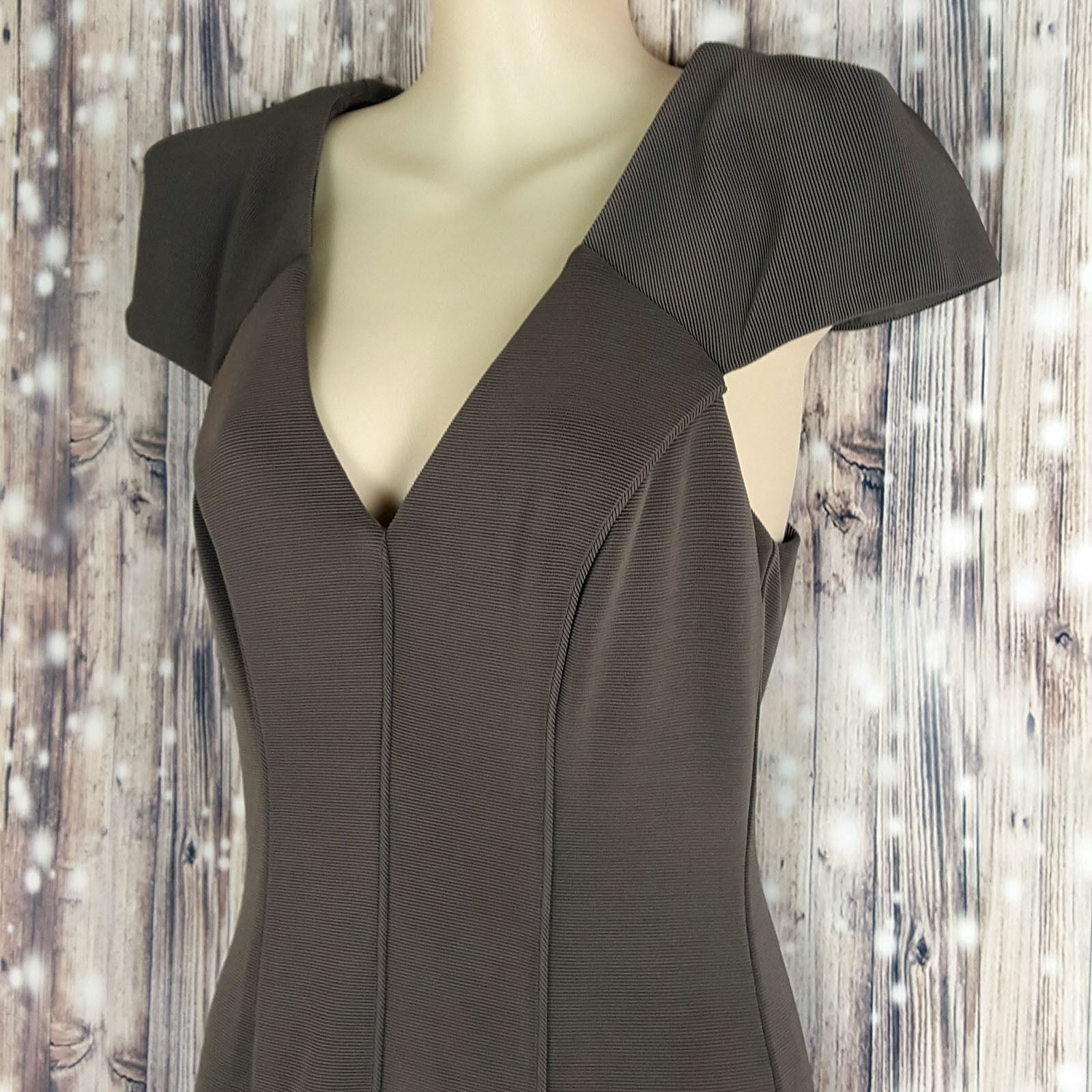 SEDUCE Women's Brown Ribbed Fashion Textured Cocktail Party Formal Pencil Dress