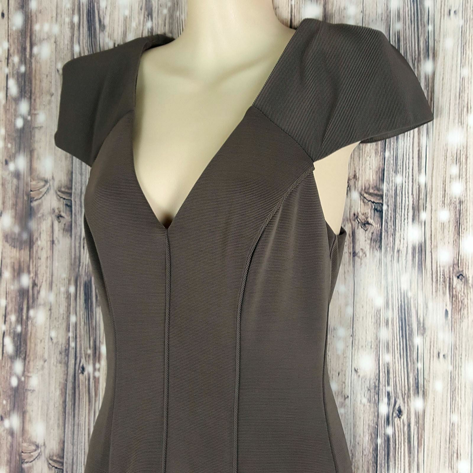 SEDUCE Women's Brown Ribbed Fashion Textured Cocktail Party Formal Pencil Dress