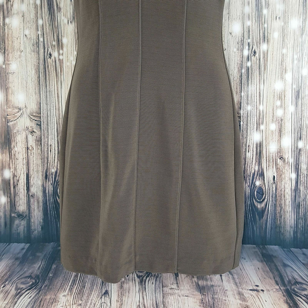 SEDUCE Women's Brown Ribbed Fashion Textured Cocktail Party Formal Pencil Dress