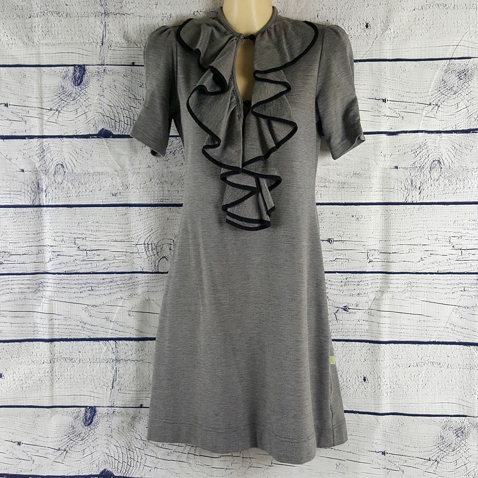 REVIEW Women's Grey Keyhole Neckline Short Sleeve Dress Fashion Corporate Attire
