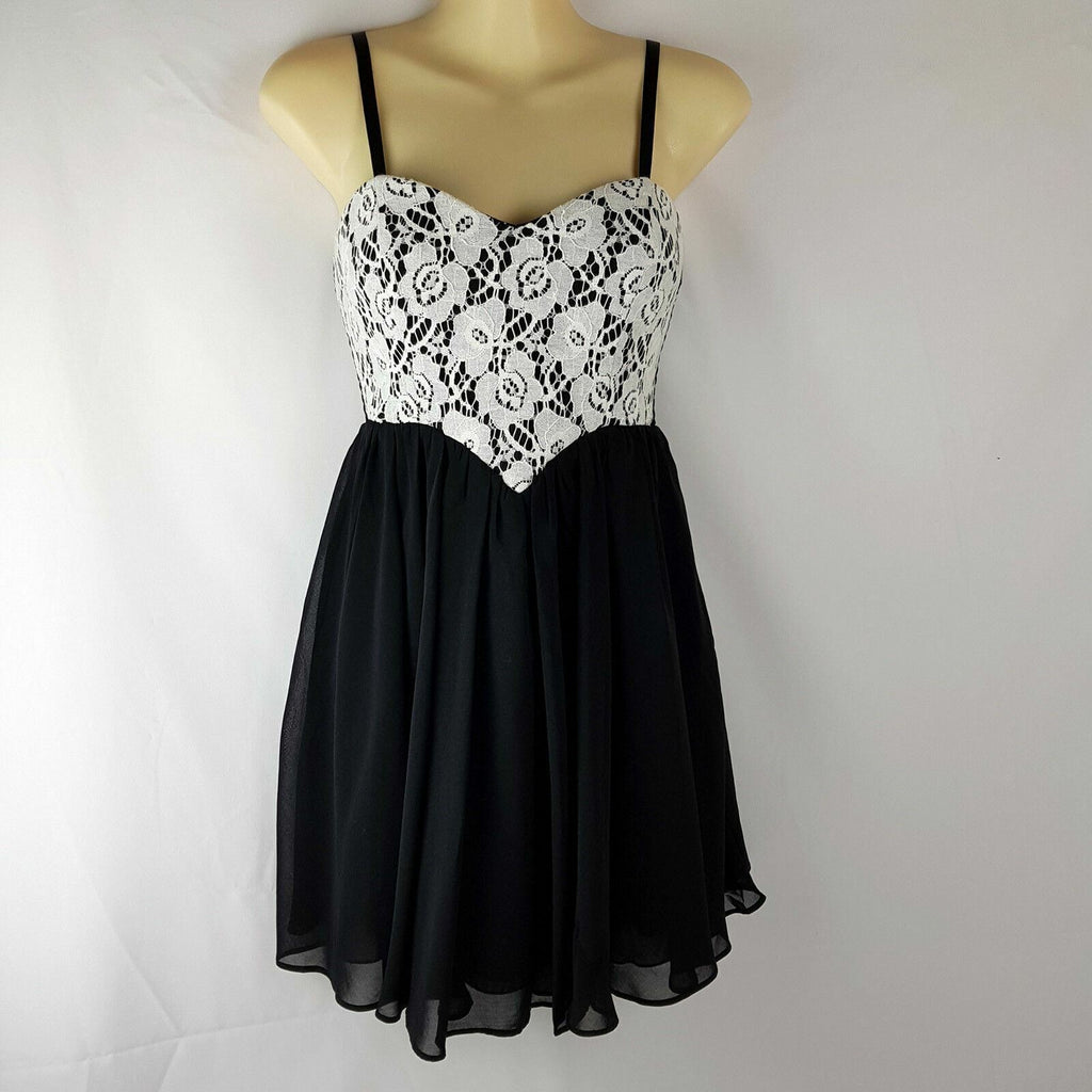 DOTTI Black White Lace Women's Strapless Spaghetti Sweetheart Ladies Party Dress