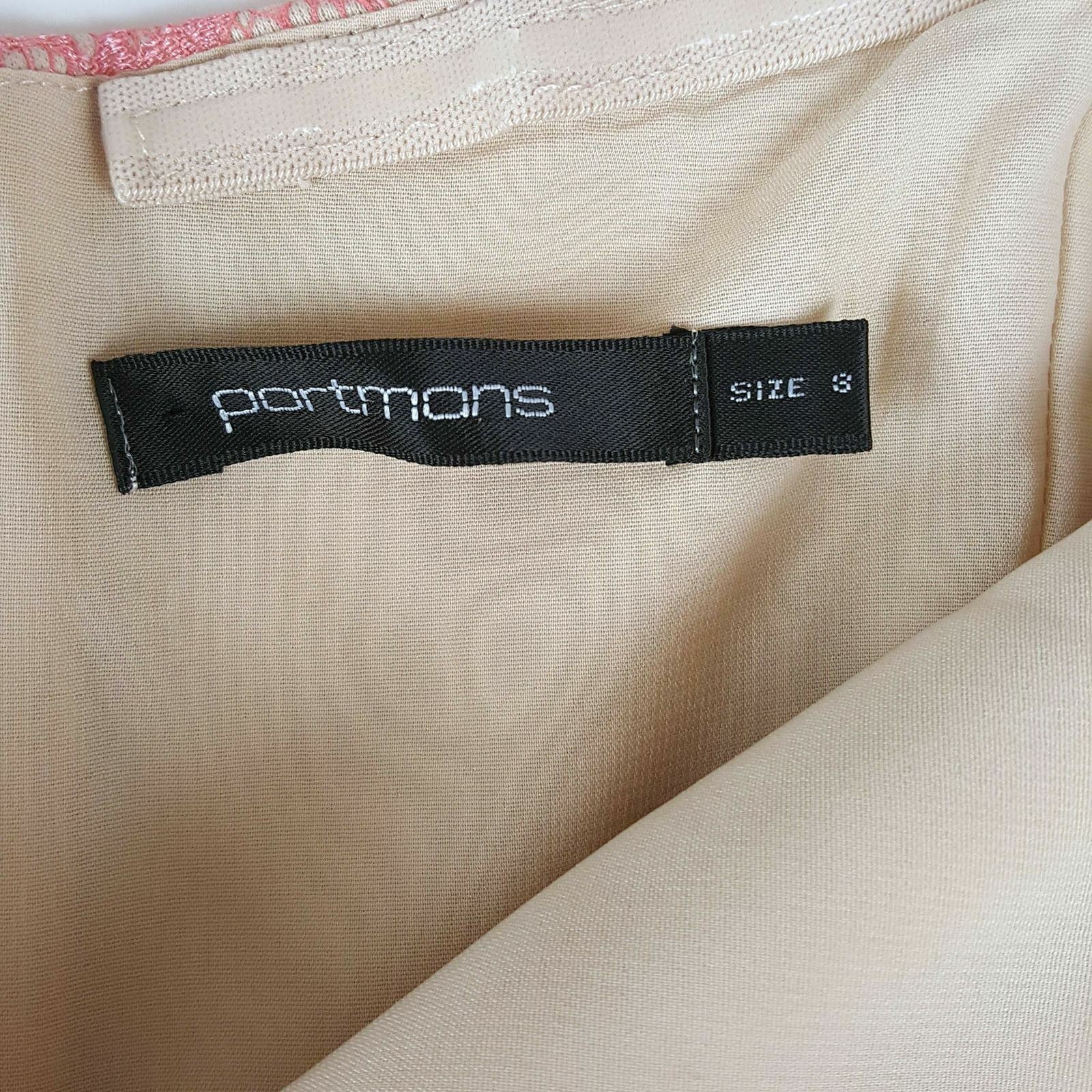PORTMANS Women's Pink Lace Beige Peplum Strapless Elegant Cocktail Party Dress