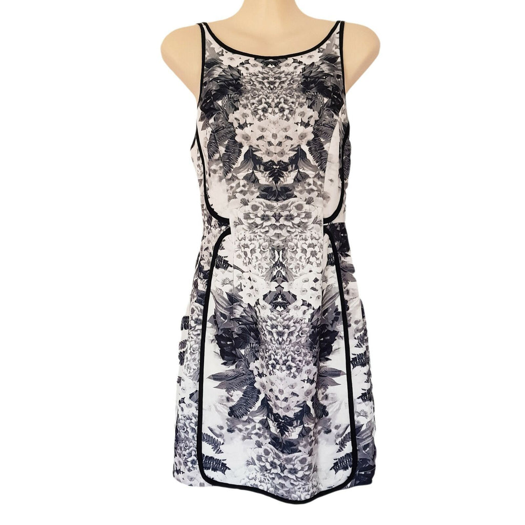 ANGEL BIBA Women's Black White Grey Floral Sleeveless Summer Dress Ladies Party