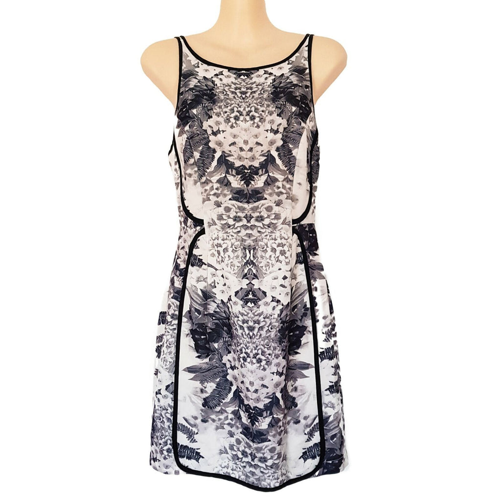 ANGEL BIBA Women's Black White Grey Floral Sleeveless Summer Dress Ladies Party