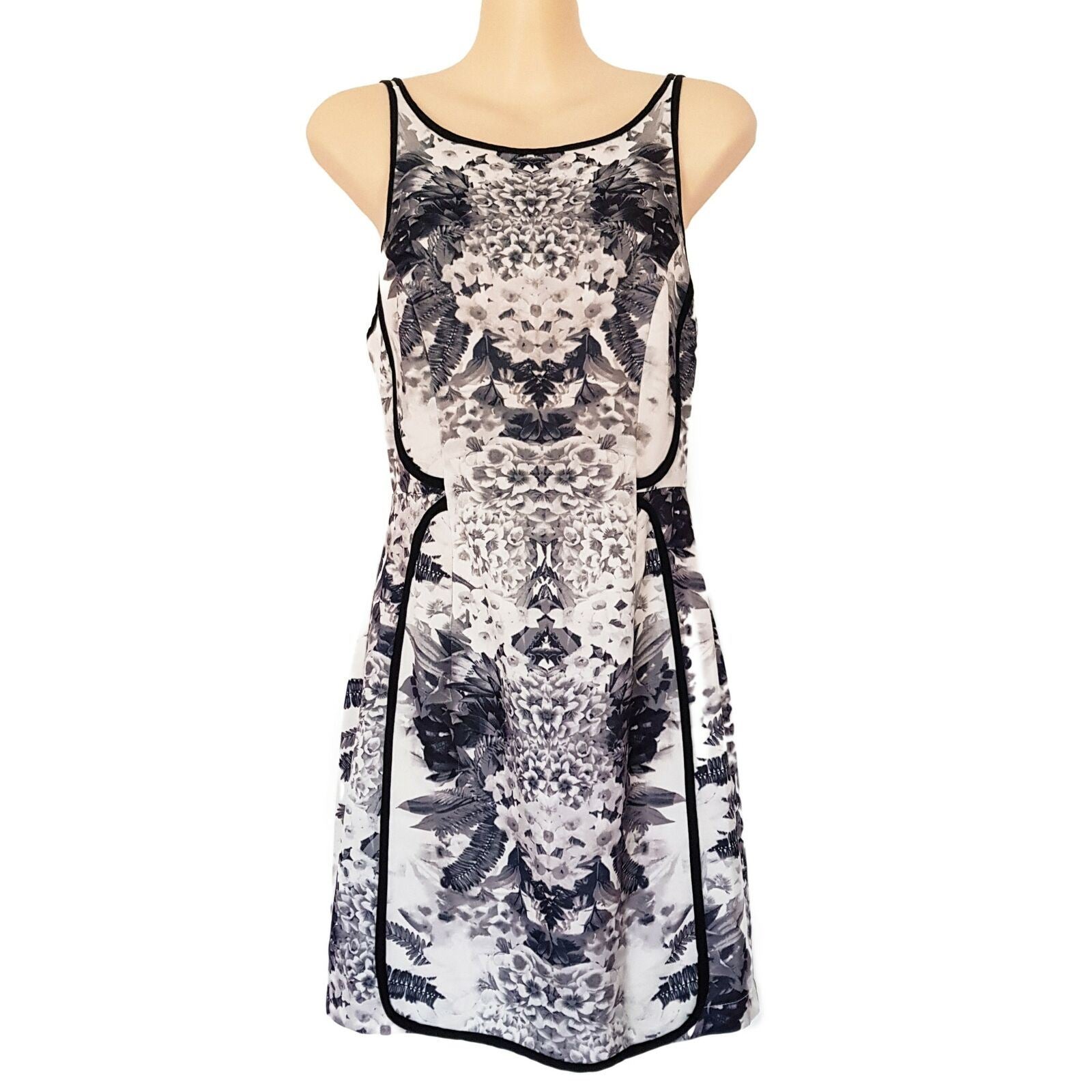 ANGEL BIBA Women's Black White Grey Floral Sleeveless Summer Dress Ladies Party