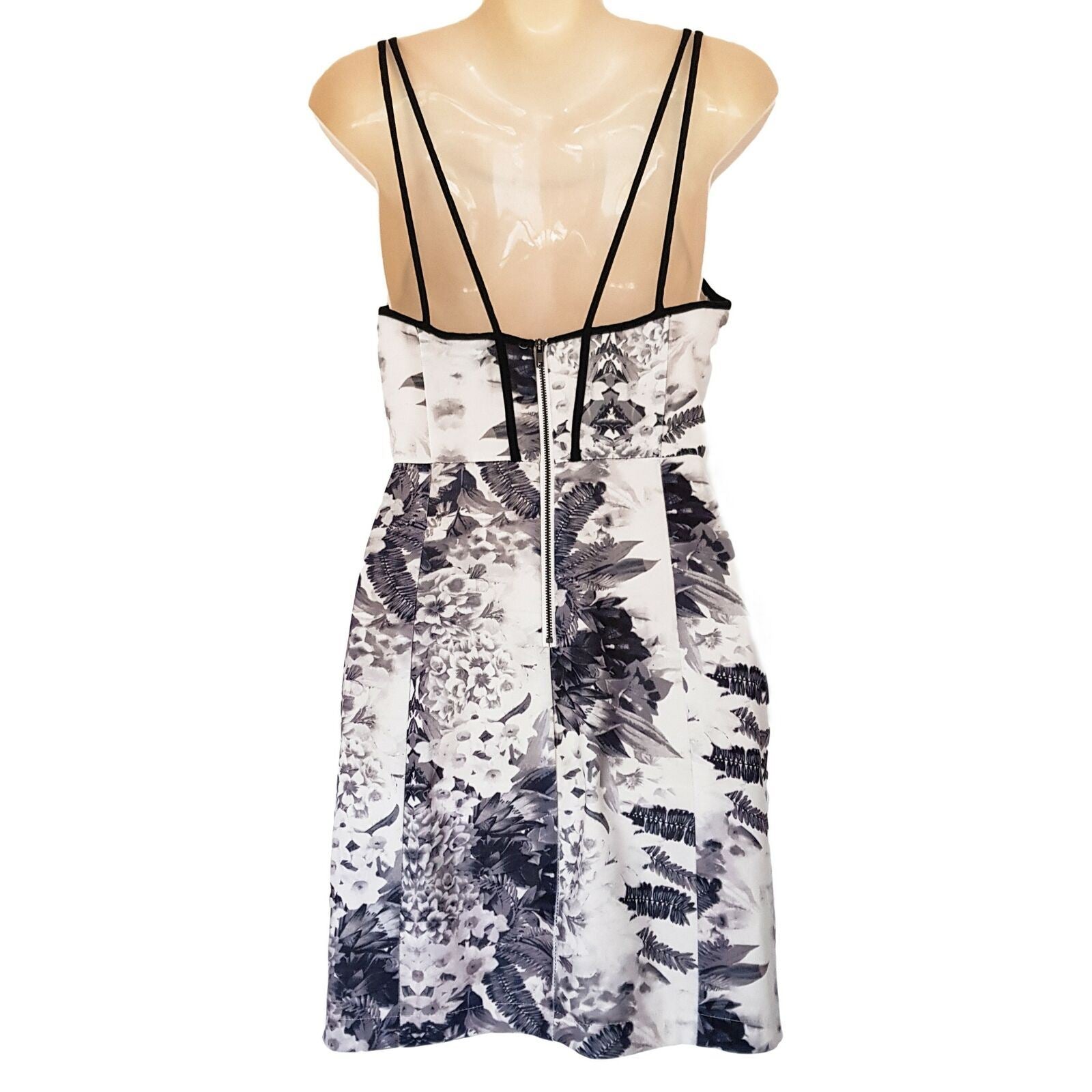 ANGEL BIBA Women's Black White Grey Floral Sleeveless Summer Dress Ladies Party