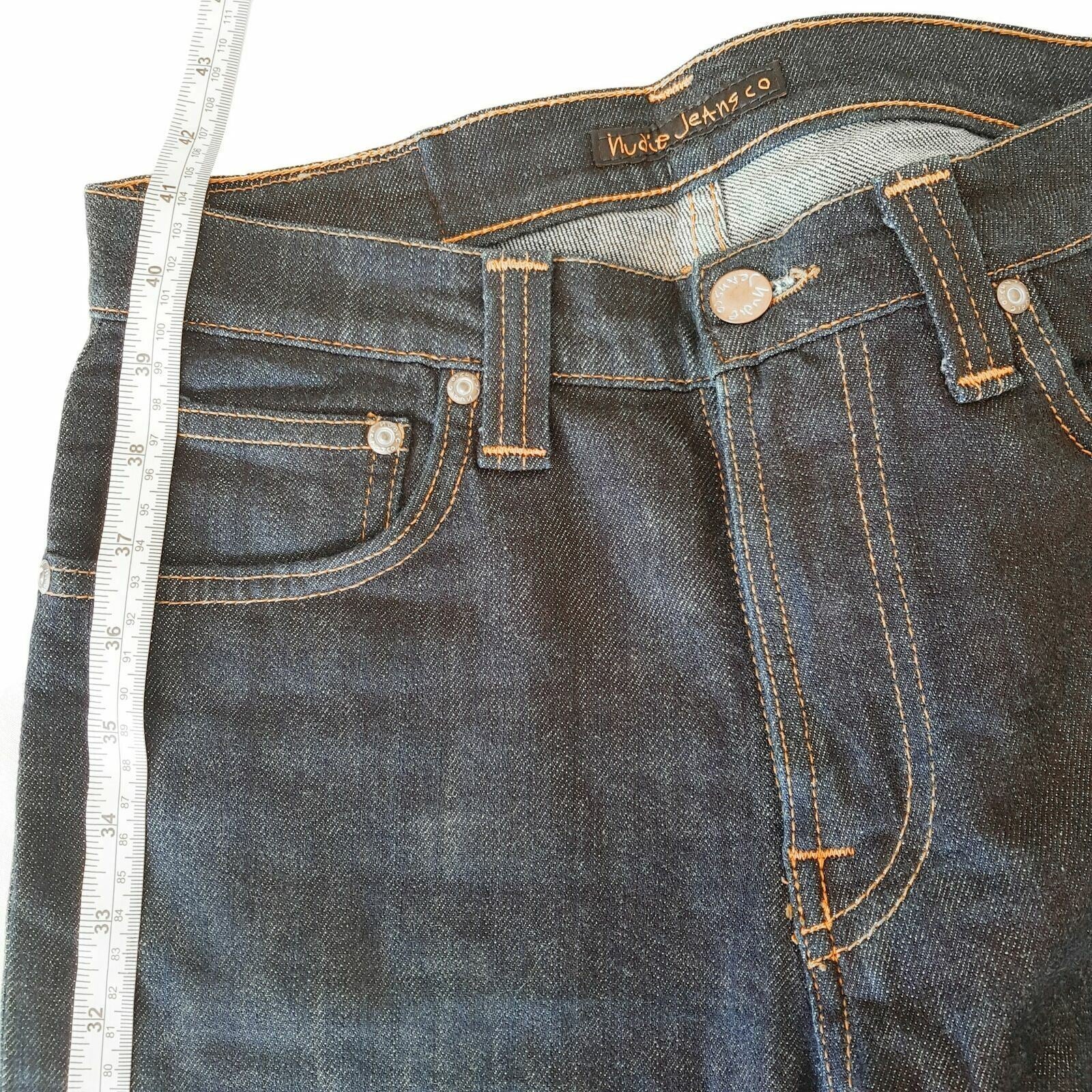 Nudie Jeans Blue High Kai Rinsed Regular Womens Tapered Denim W29 L32 Zipper Fly
