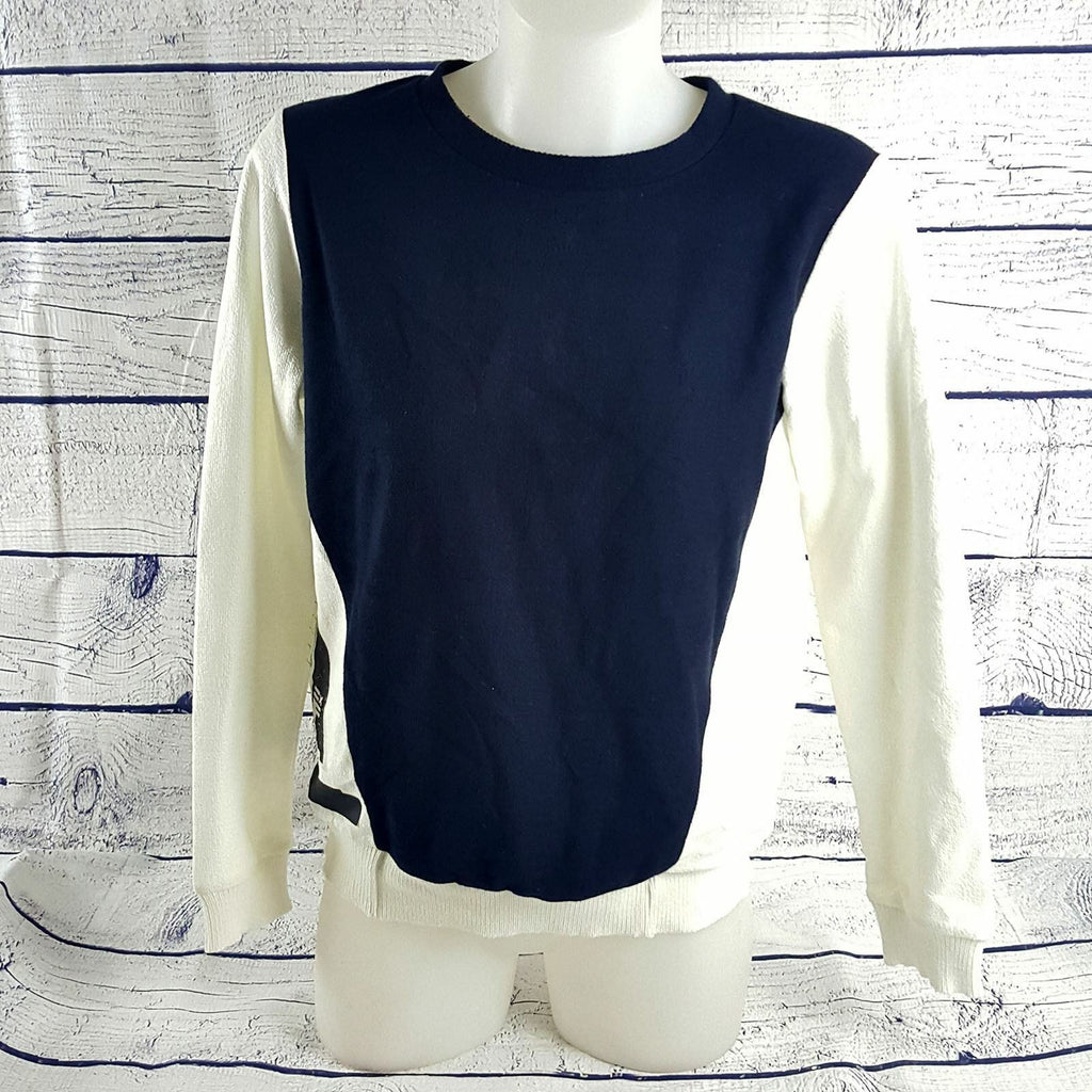 COUNTRY ROAD Women's Navy Blue White Print Long Sleeve Ladies Sweatshirt Jacket