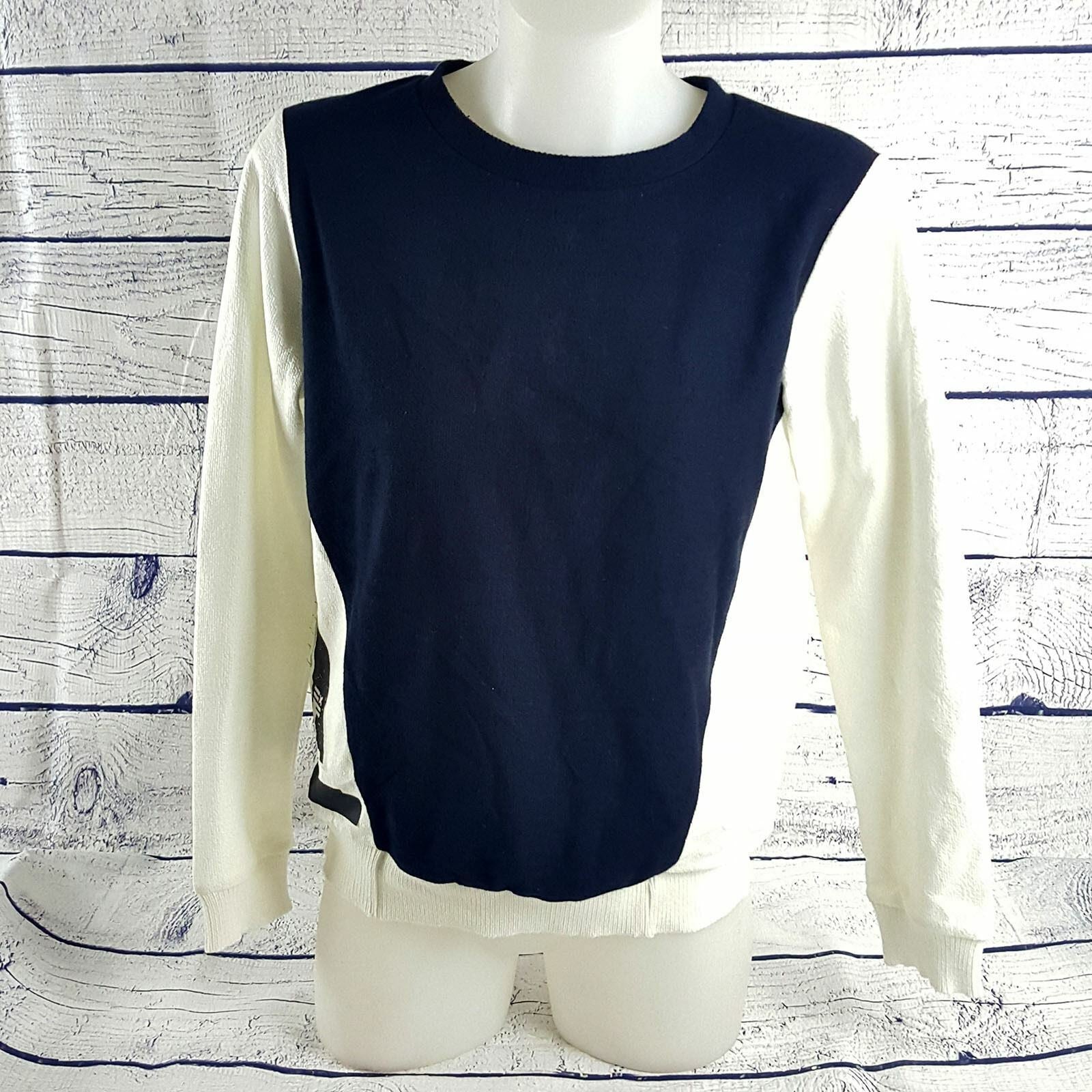 COUNTRY ROAD Women's Navy Blue White Print Long Sleeve Ladies Sweatshirt Jacket