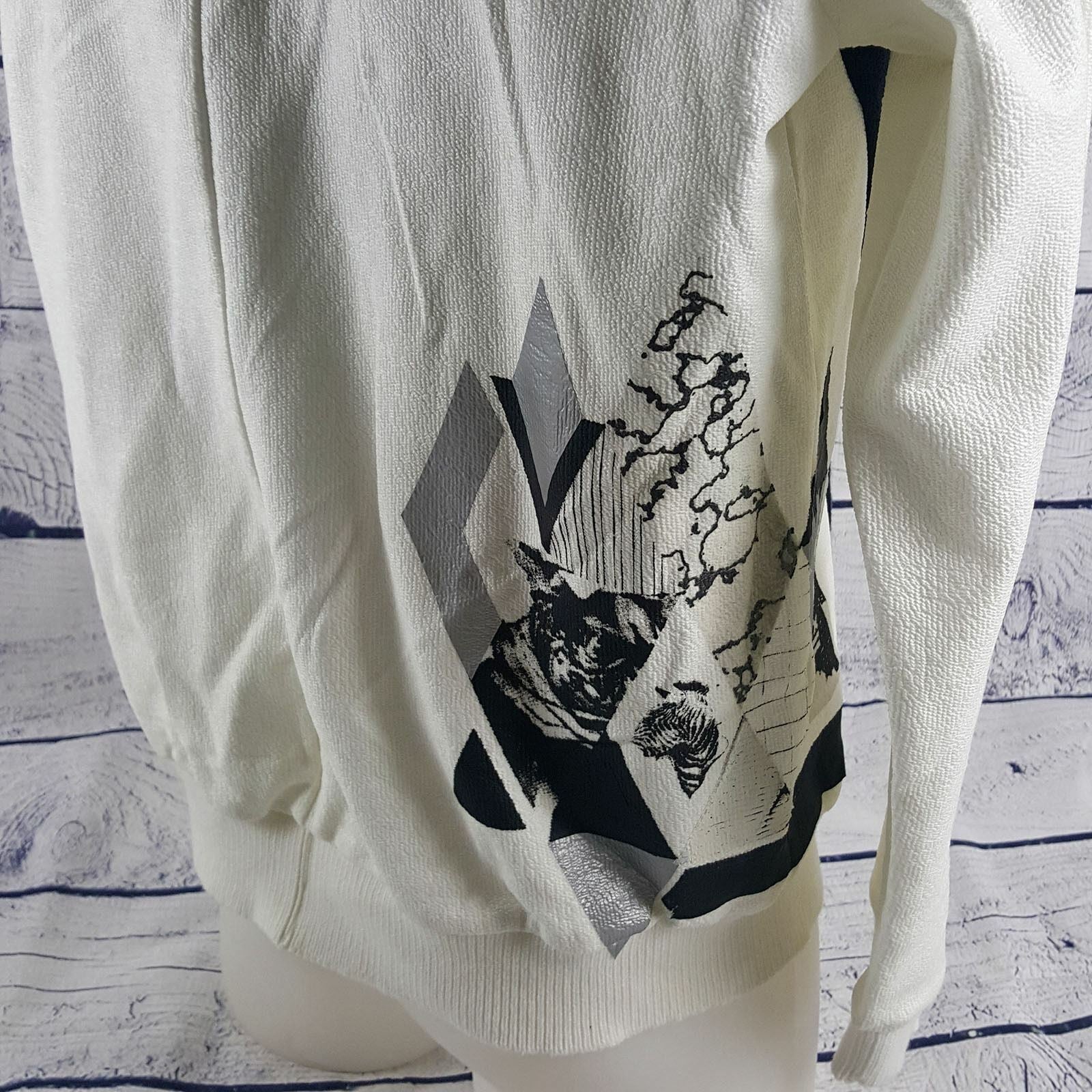COUNTRY ROAD Women's Navy Blue White Print Long Sleeve Ladies Sweatshirt Jacket