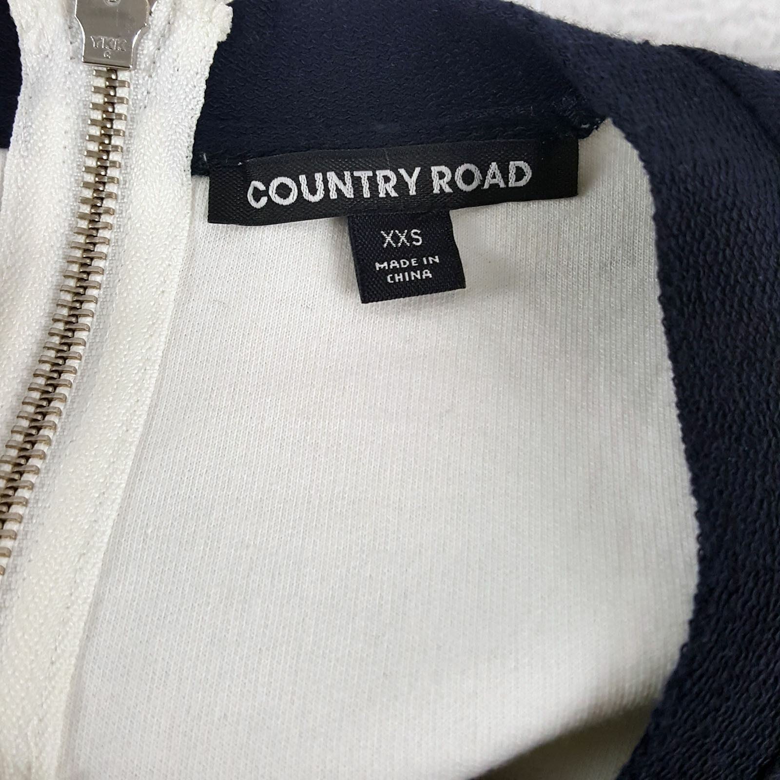 COUNTRY ROAD Women's Navy Blue White Print Long Sleeve Ladies Sweatshirt Jacket