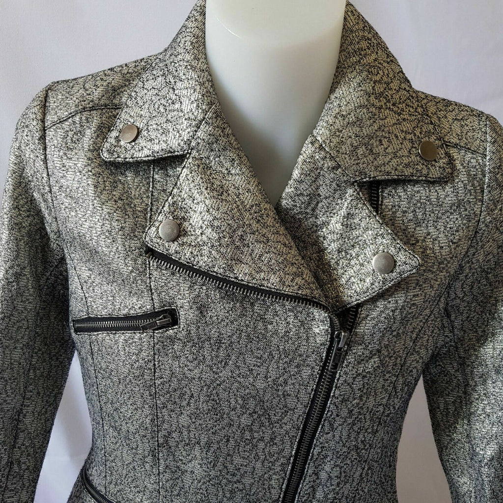 ASOS PETITE Silver Black Women's 3/4 Sleeve Glitter Ladies Corporate Blazer