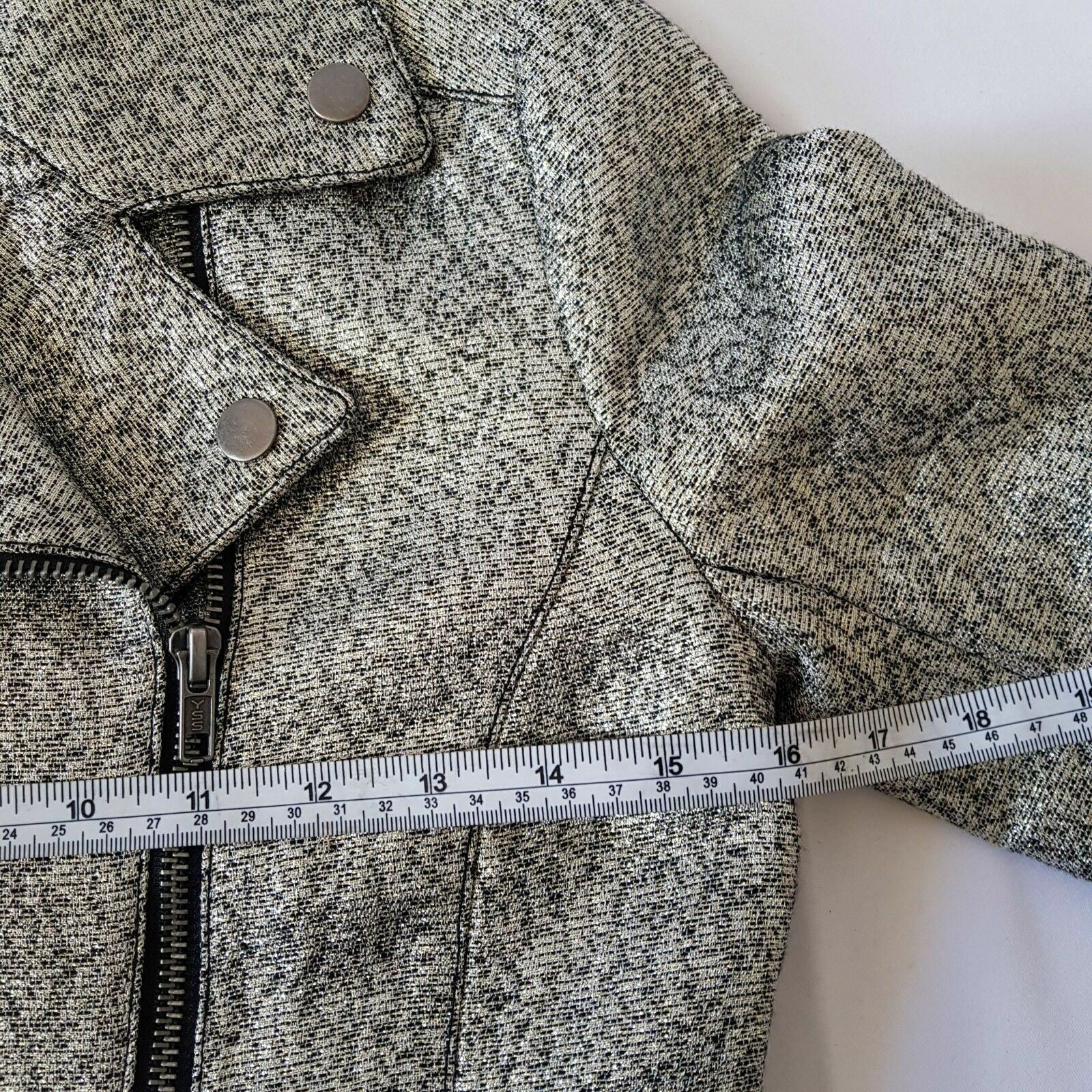 ASOS PETITE Silver Black Women's 3/4 Sleeve Glitter Ladies Corporate Blazer