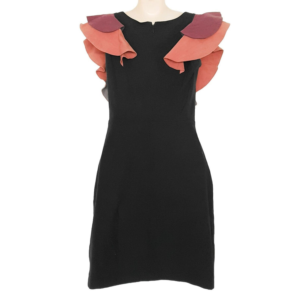 KHAMODA Black Women's Sheath Cocktail Dress Short Flutter Sleeve Scoop Neckline