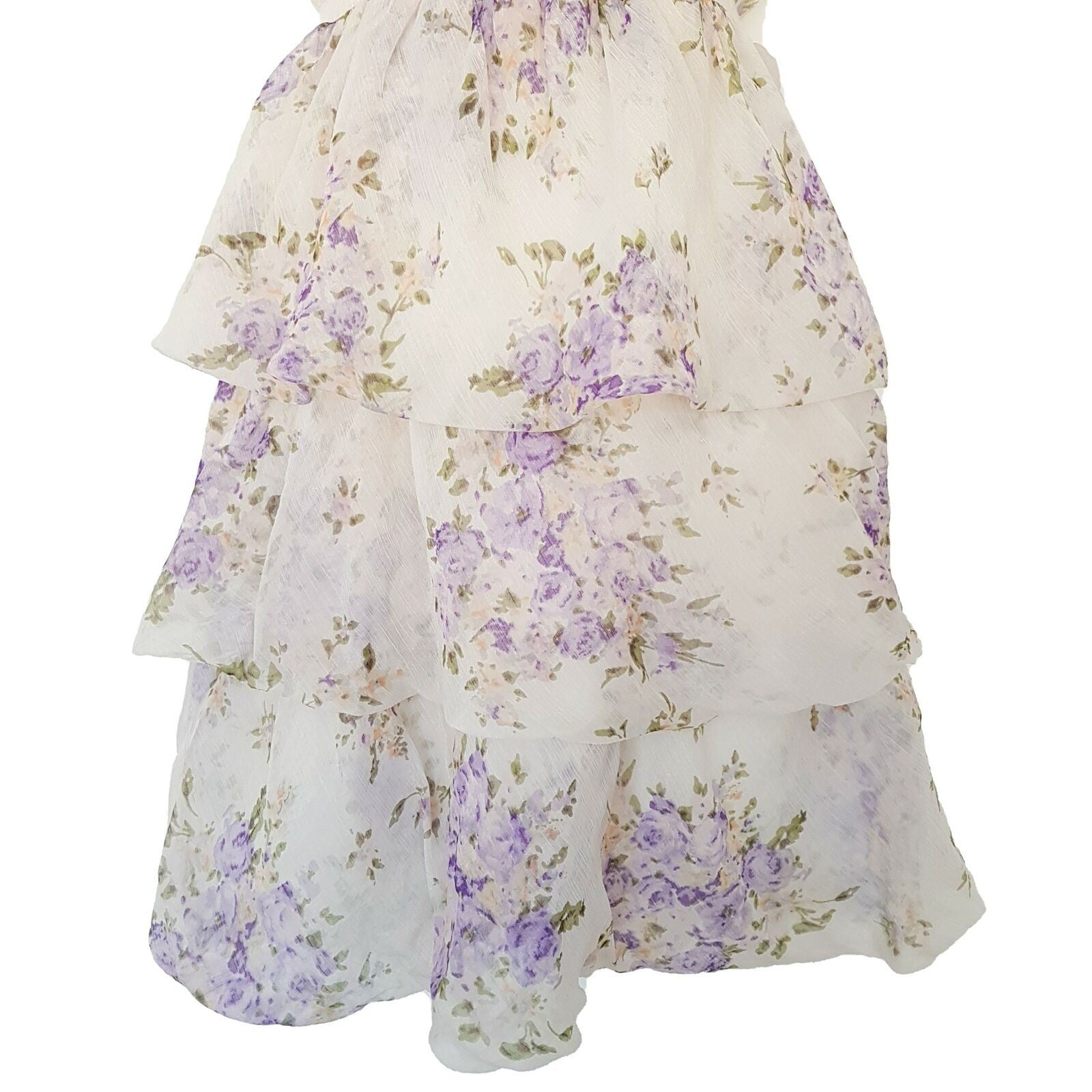 SHEIKE Basic White Floral Print Sleeveless Women's Fit & Flare Layered Dress Zip