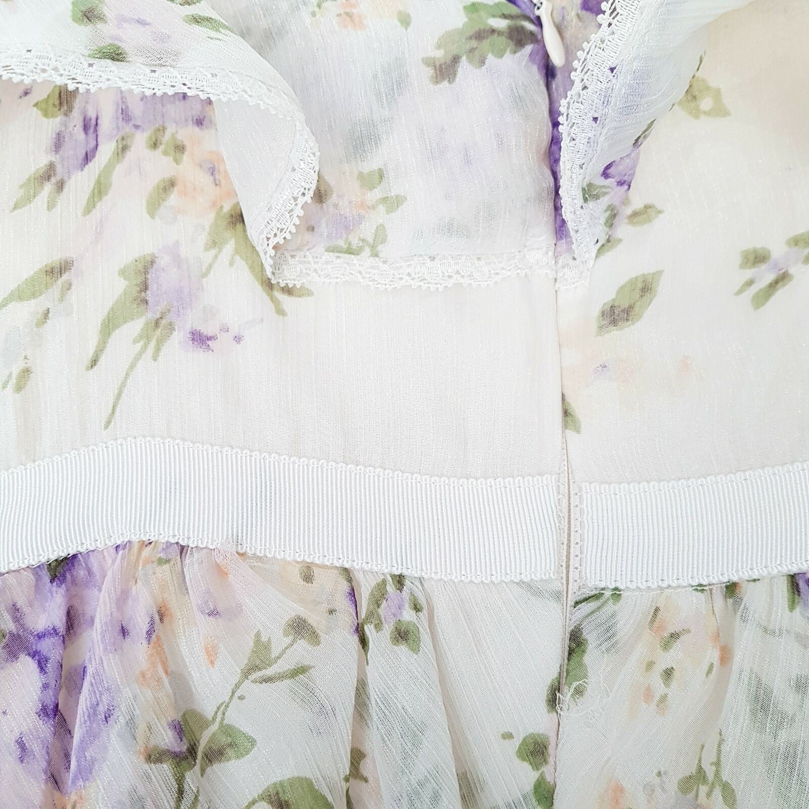 SHEIKE Basic White Floral Print Sleeveless Women's Fit & Flare Layered Dress Zip