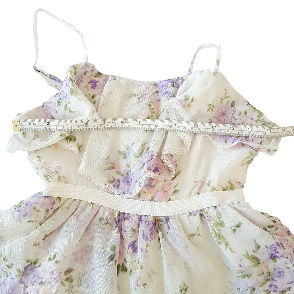 SHEIKE Basic White Floral Print Sleeveless Women's Fit & Flare Layered Dress Zip