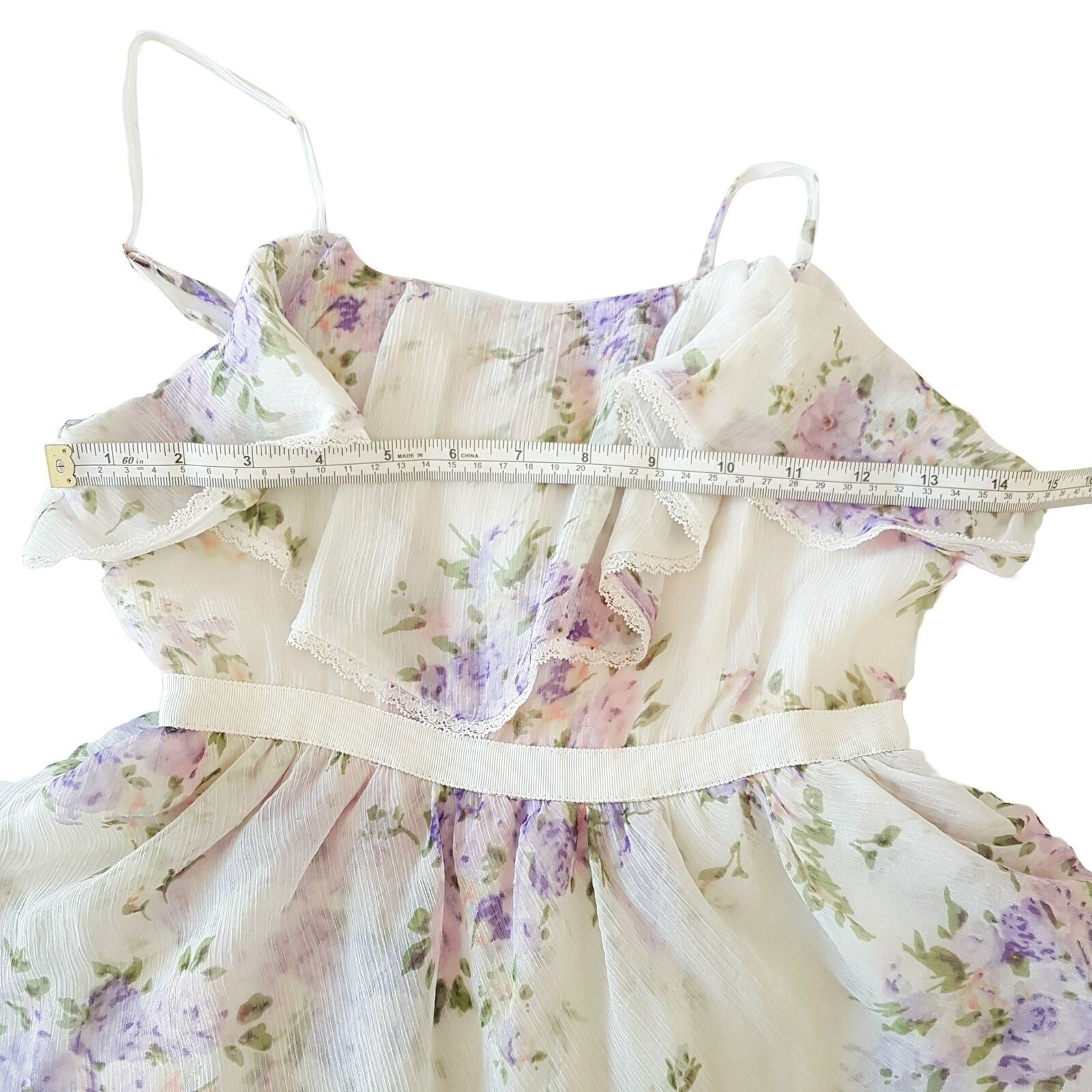 SHEIKE Basic White Floral Print Sleeveless Women's Fit & Flare Layered Dress Zip
