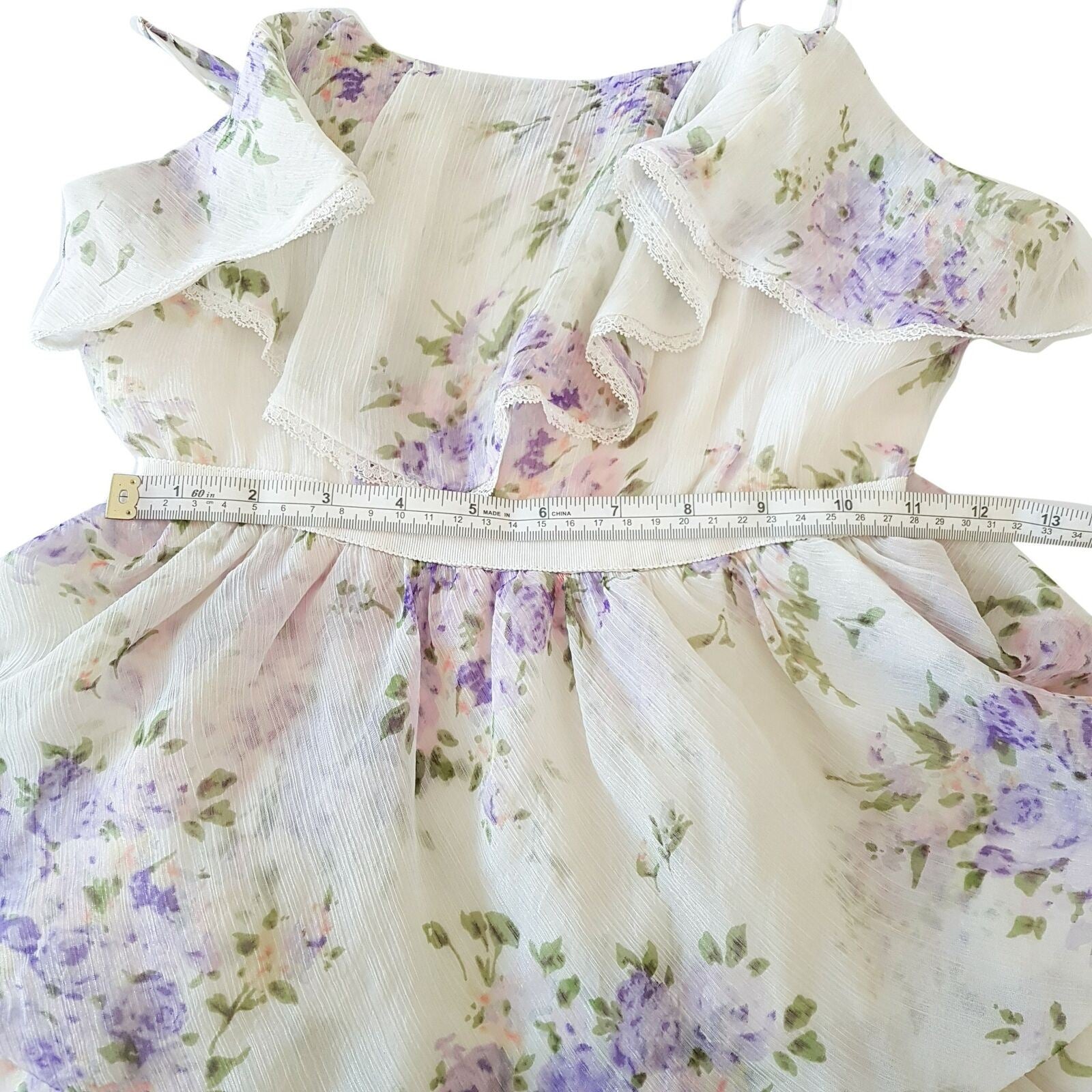 SHEIKE Basic White Floral Print Sleeveless Women's Fit & Flare Layered Dress Zip