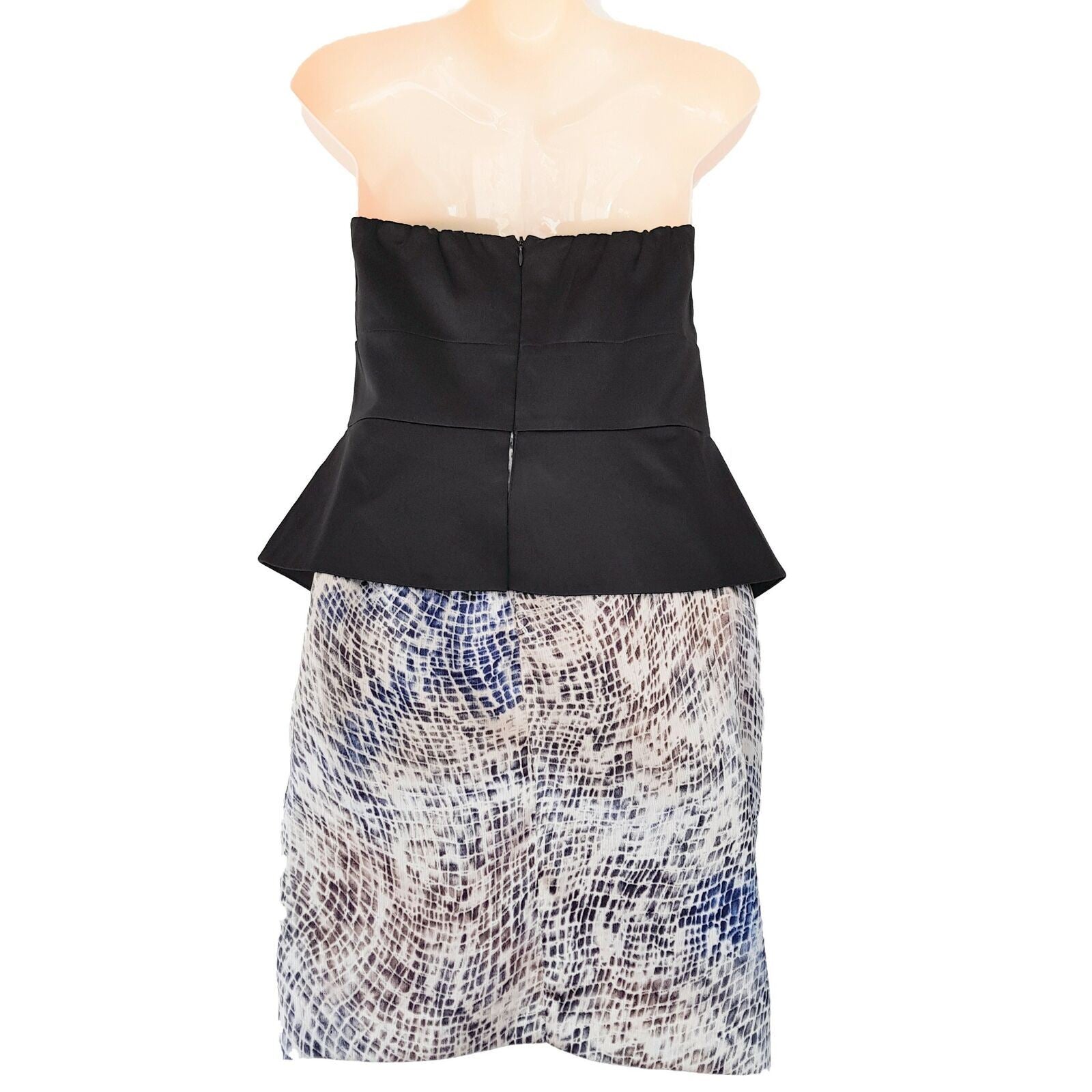 PILGRIM Black Snakeskin Strapless Women's Peplum Pencil Dress Party Cocktail
