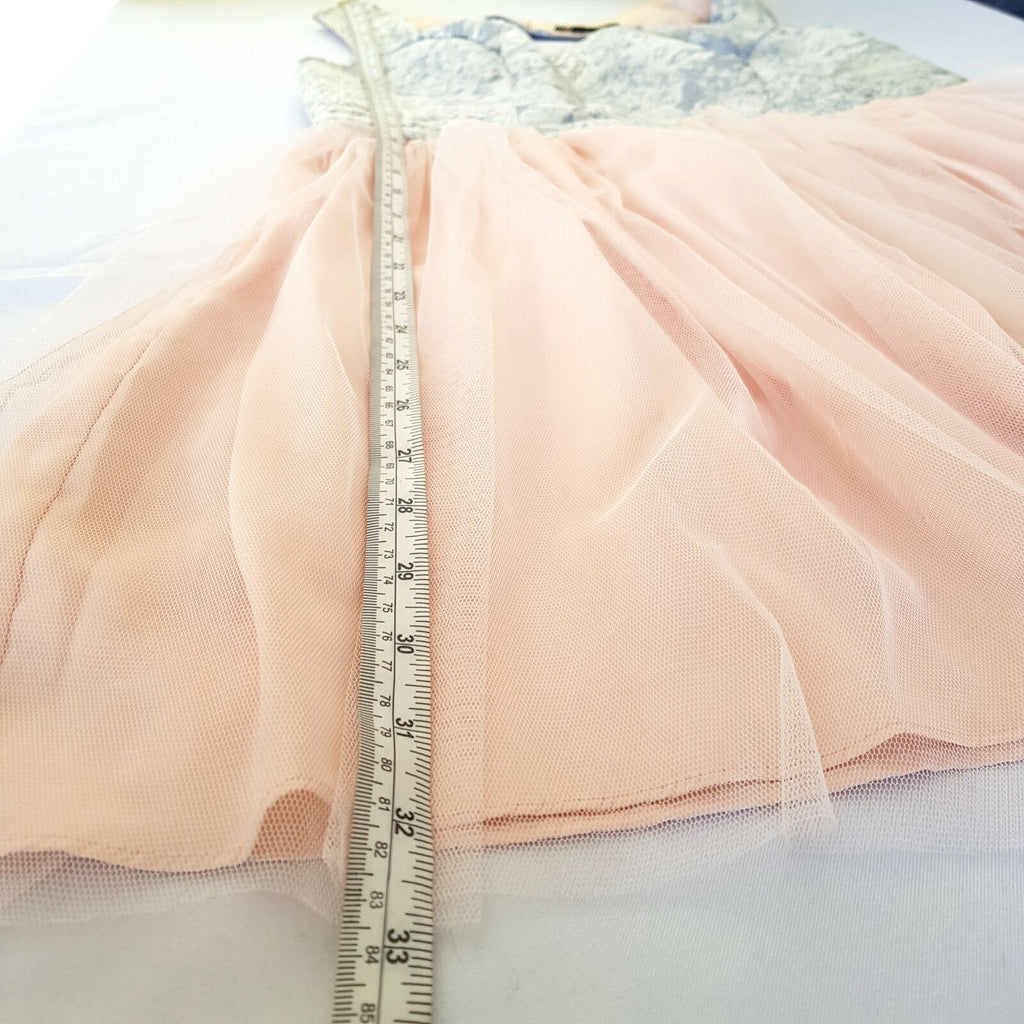 BLUEJUICE Silver Brocade Peach Pink Mesh Tulle Sleeveless ALine Dress Sexy Party