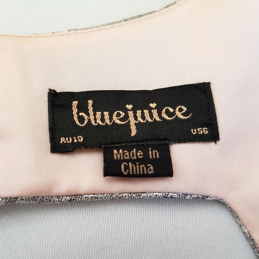 BLUEJUICE Silver Brocade Peach Pink Mesh Tulle Sleeveless ALine Dress Sexy Party