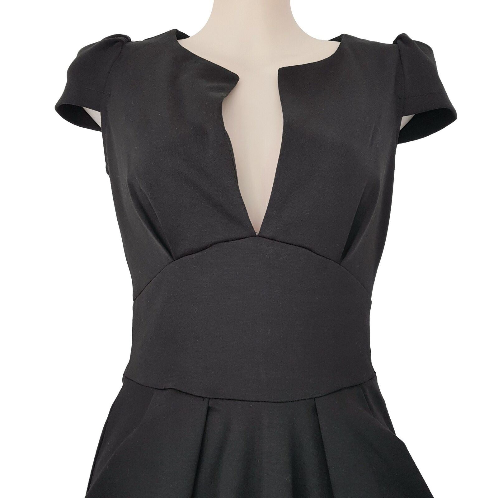 LIONESS Black Ponti Fitted Women's Tulip Dress Short Sleeve Zip Fly Size 8 BNWT
