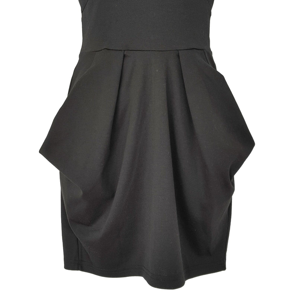 LIONESS Black Ponti Fitted Women's Tulip Dress Short Sleeve Zip Fly Size 8 BNWT