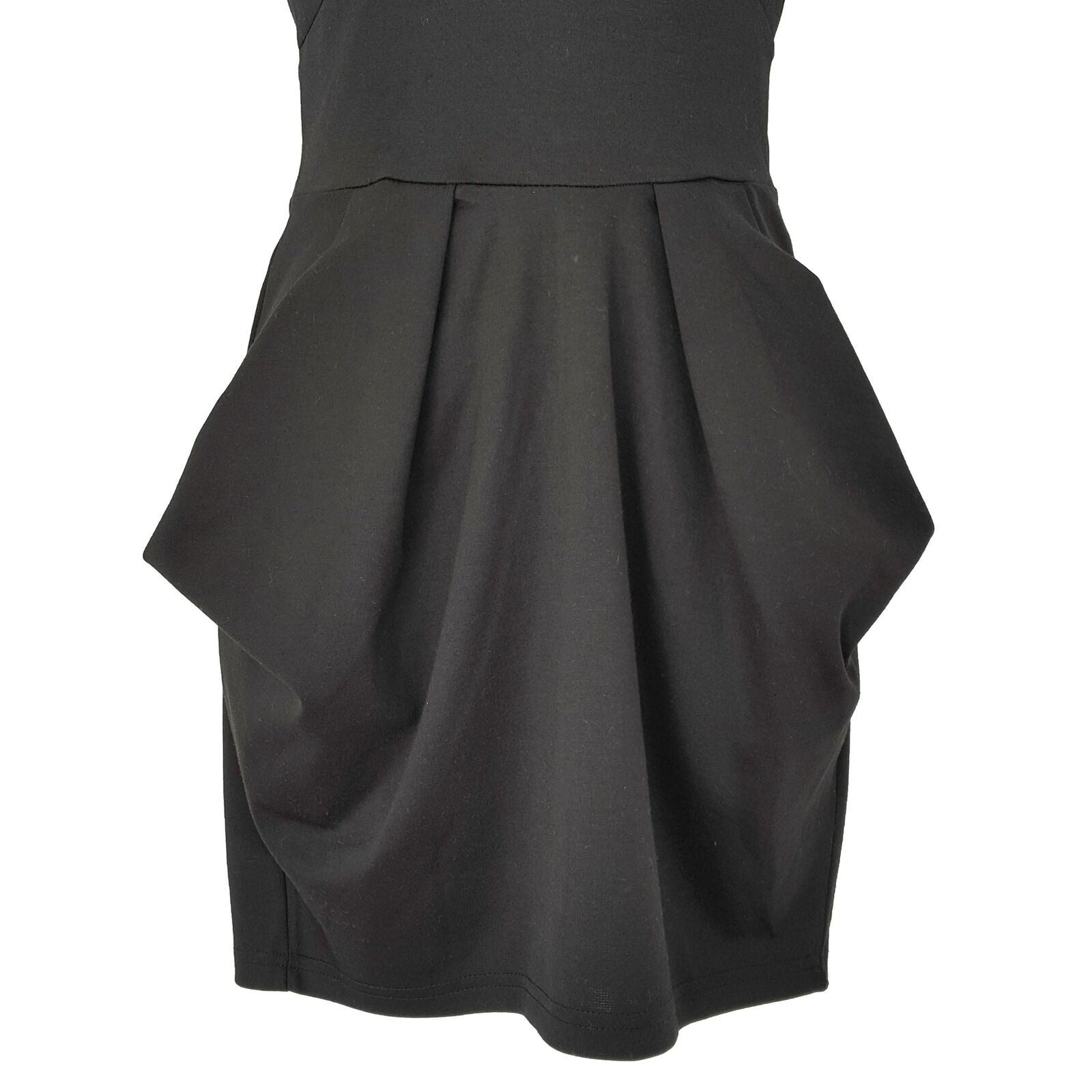 LIONESS Black Ponti Fitted Women's Tulip Dress Short Sleeve Zip Fly Size 8 BNWT