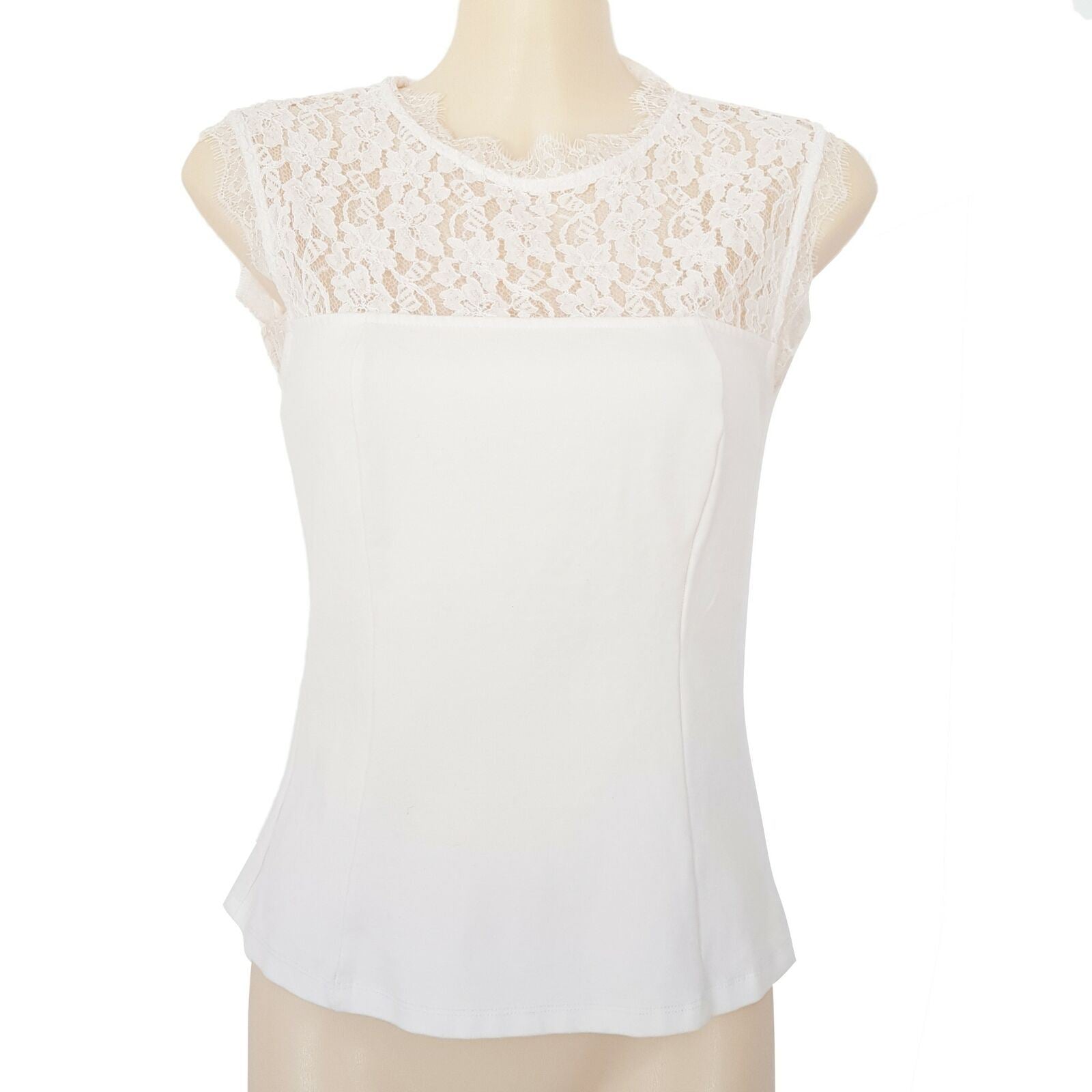 FOREVER NEW White Lace Women's Blouse Formal Wedding Wear Ladies Classy Top Fit