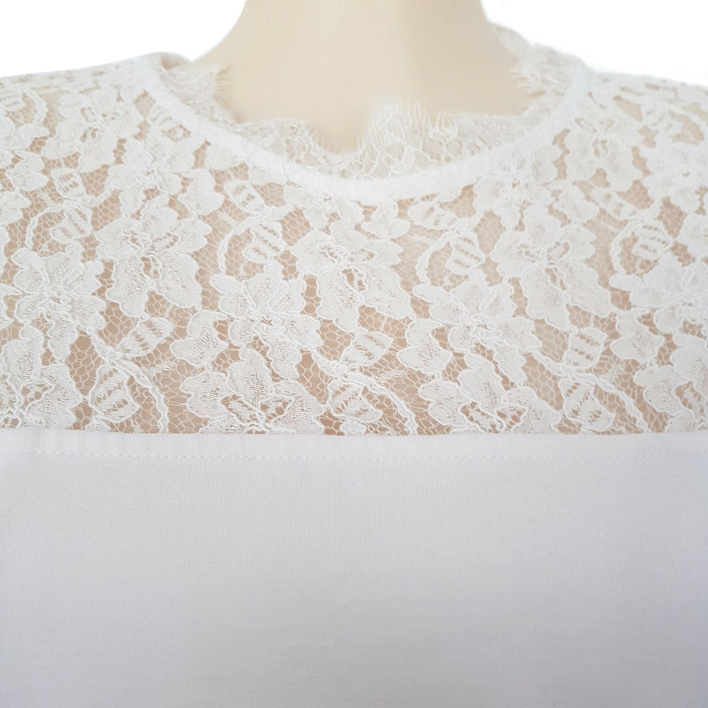 FOREVER NEW White Lace Women's Blouse Formal Wedding Wear Ladies Classy Top Fit