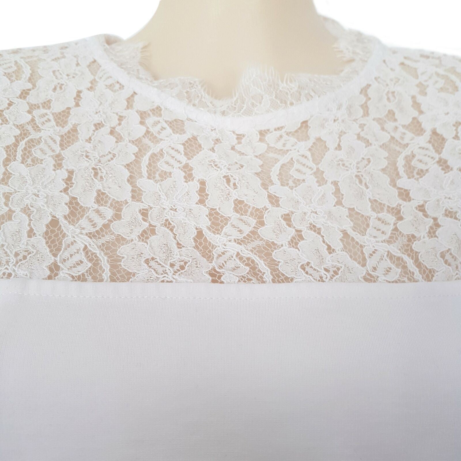 FOREVER NEW White Lace Women's Blouse Formal Wedding Wear Ladies Classy Top Fit