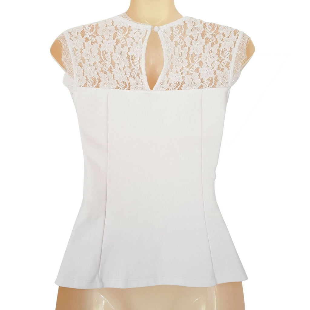 FOREVER NEW White Lace Women's Blouse Formal Wedding Wear Ladies Classy Top Fit
