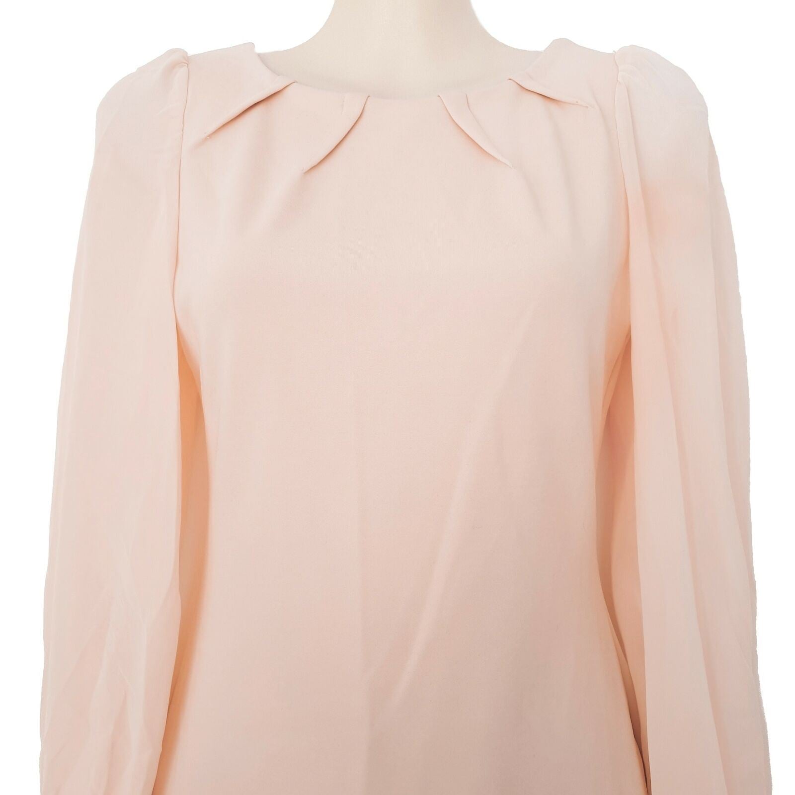ASOS Petite Formal Peach Pink Sequinned Beaded Cuff Women's Sheath Dress Scoop S