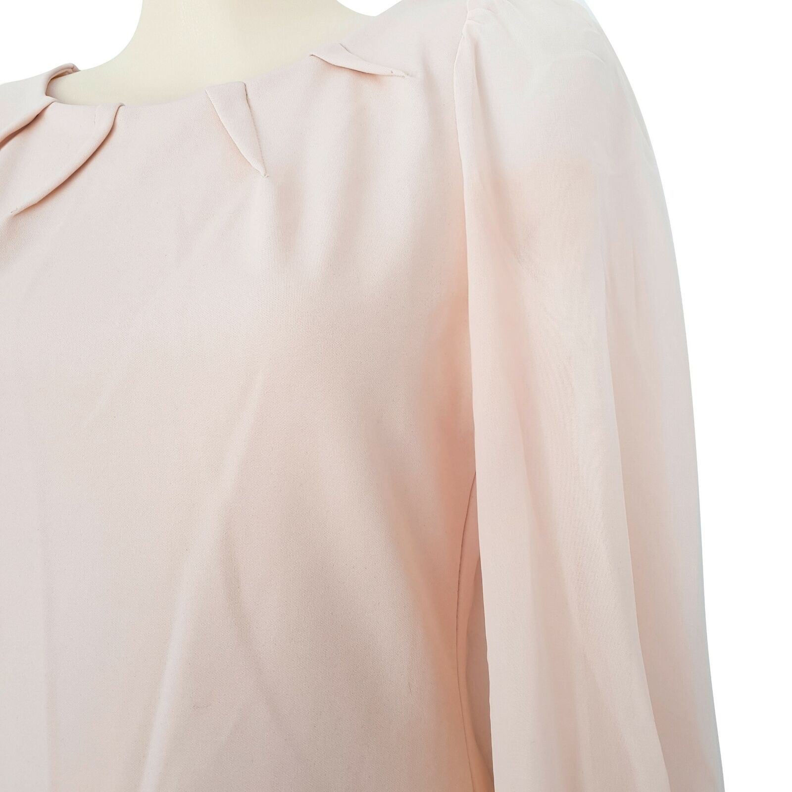 ASOS Petite Formal Peach Pink Sequinned Beaded Cuff Women's Sheath Dress Scoop S