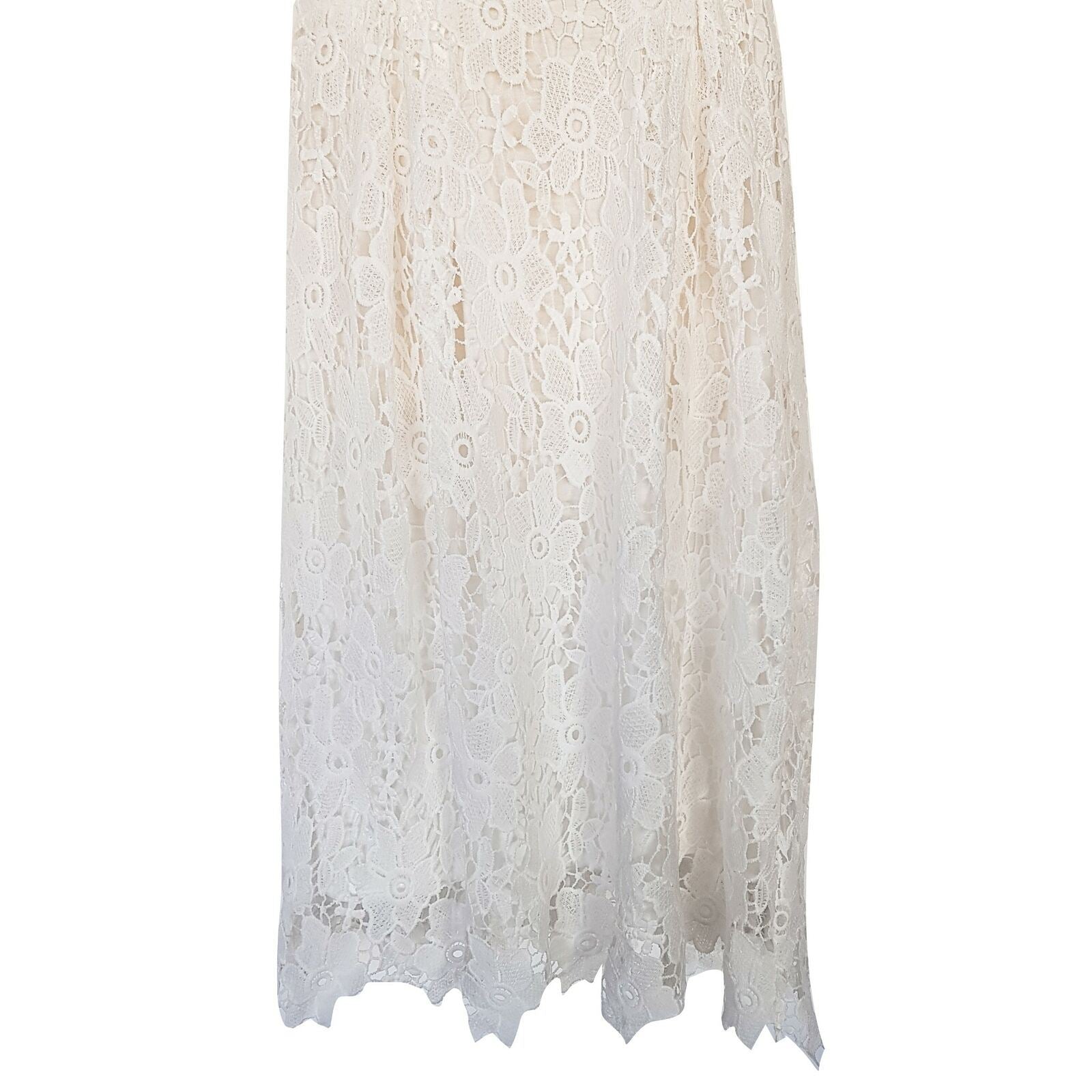 CROSSROADS Botanica White Sleeveless Women's Lace Shift Midi Dress Sweetheart