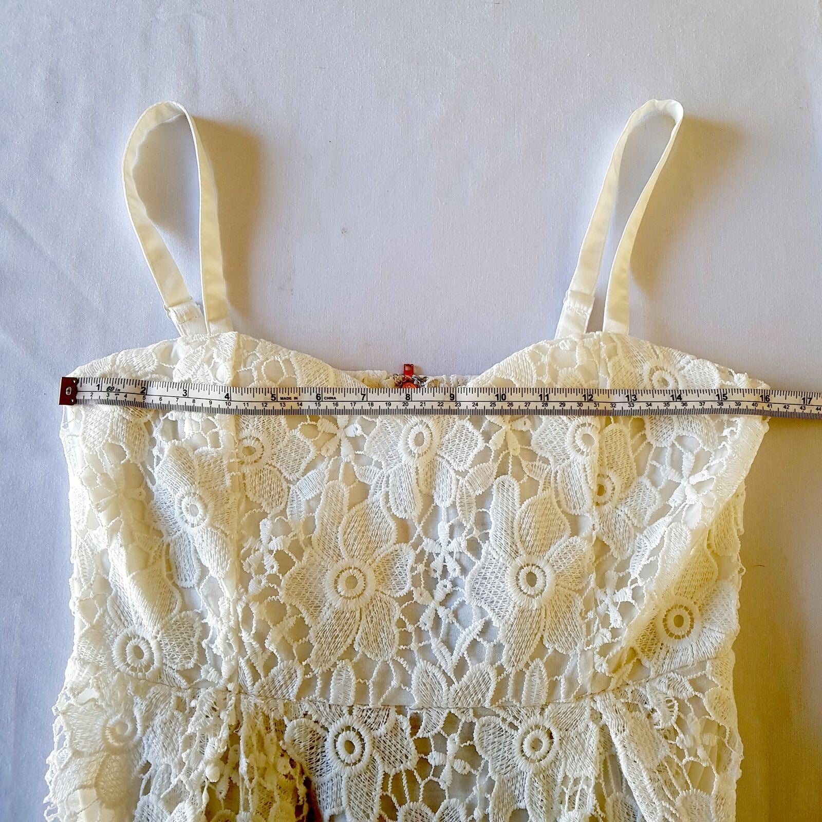 CROSSROADS Botanica White Sleeveless Women's Lace Shift Midi Dress Sweetheart