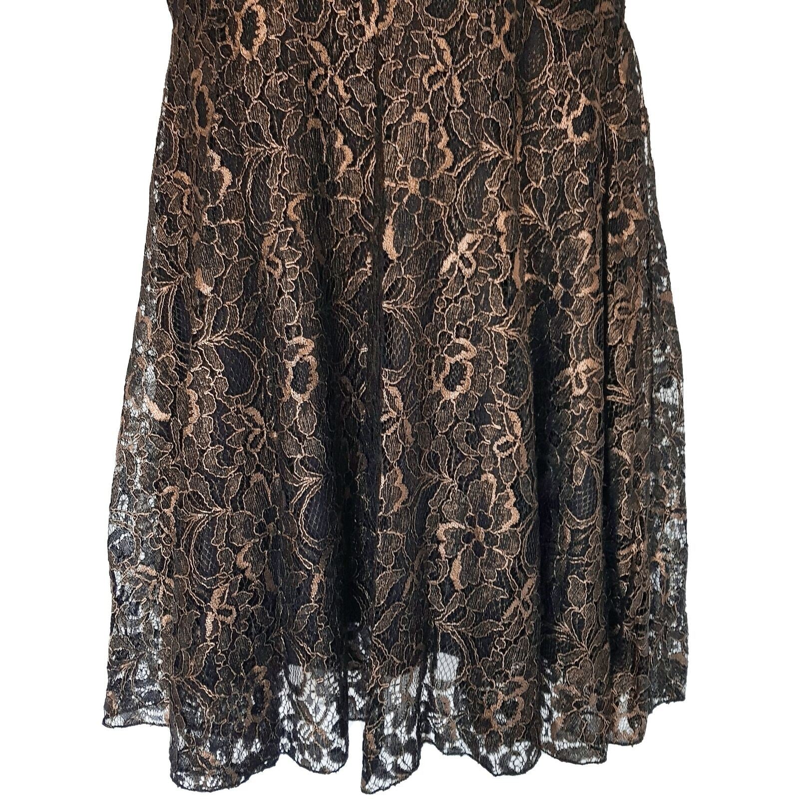 Formal Black Metallic Gold Floral Lace Women's Pleated Sheath Dress Short Sleeve