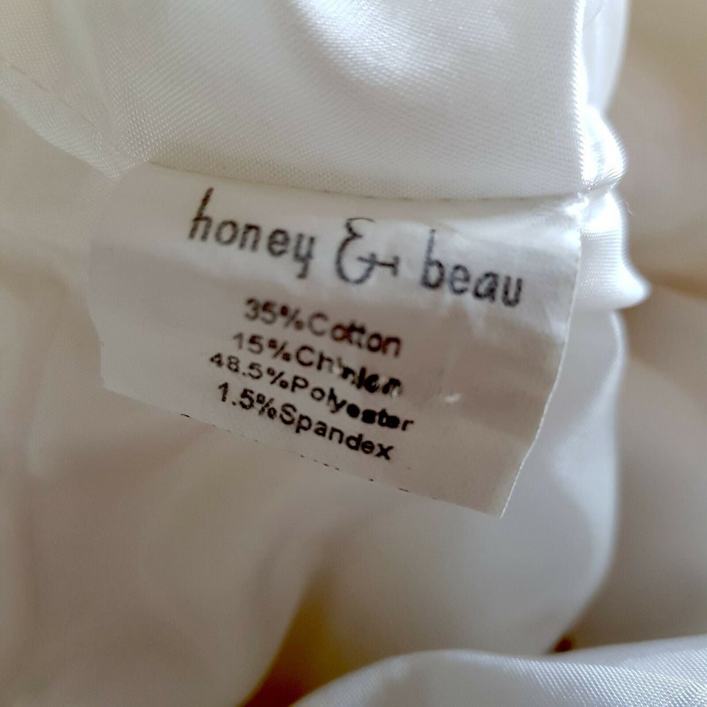 HONEY & BEAU Women's White Floral Lace Cap Sleeve Ladies Peplum Top Work Party
