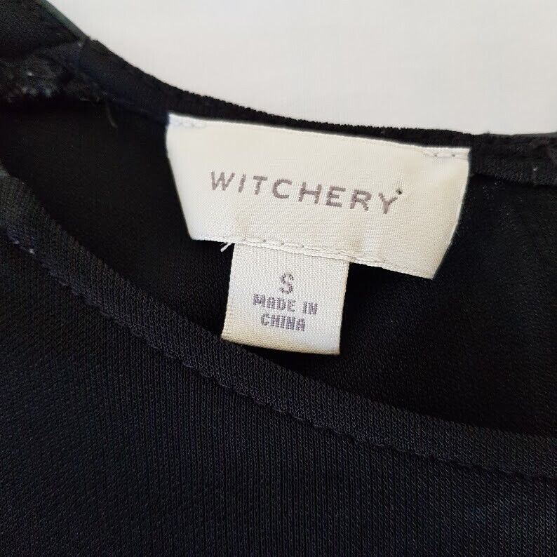 WITCHERY Black Lamb Leather Sleeveless Relaxed Fit Flowy Top Ladies Wear Blouse