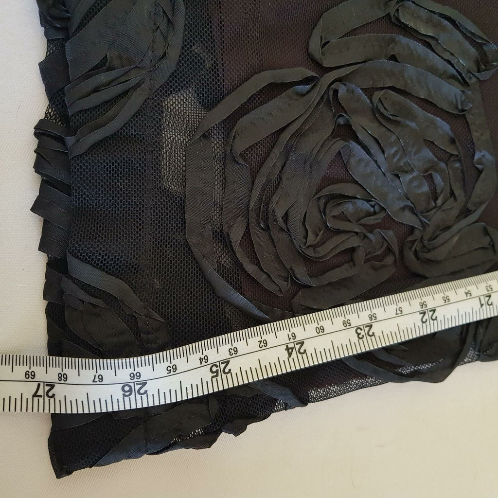 ALANNAH HILL Formal Black Sheer Floral Design Women's A-Line Skirt Mesh Textured