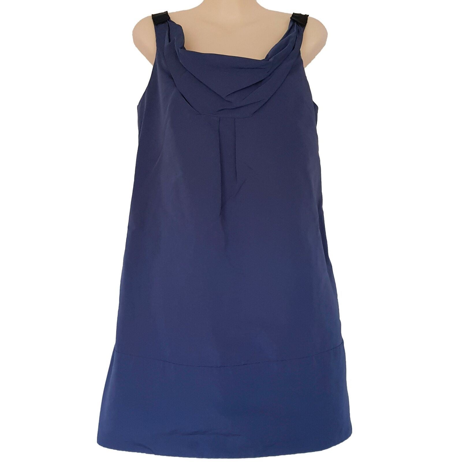 CUE Blue Sleeveless Women's A-Line Party Work Dress Cowl Neck Made in Australia