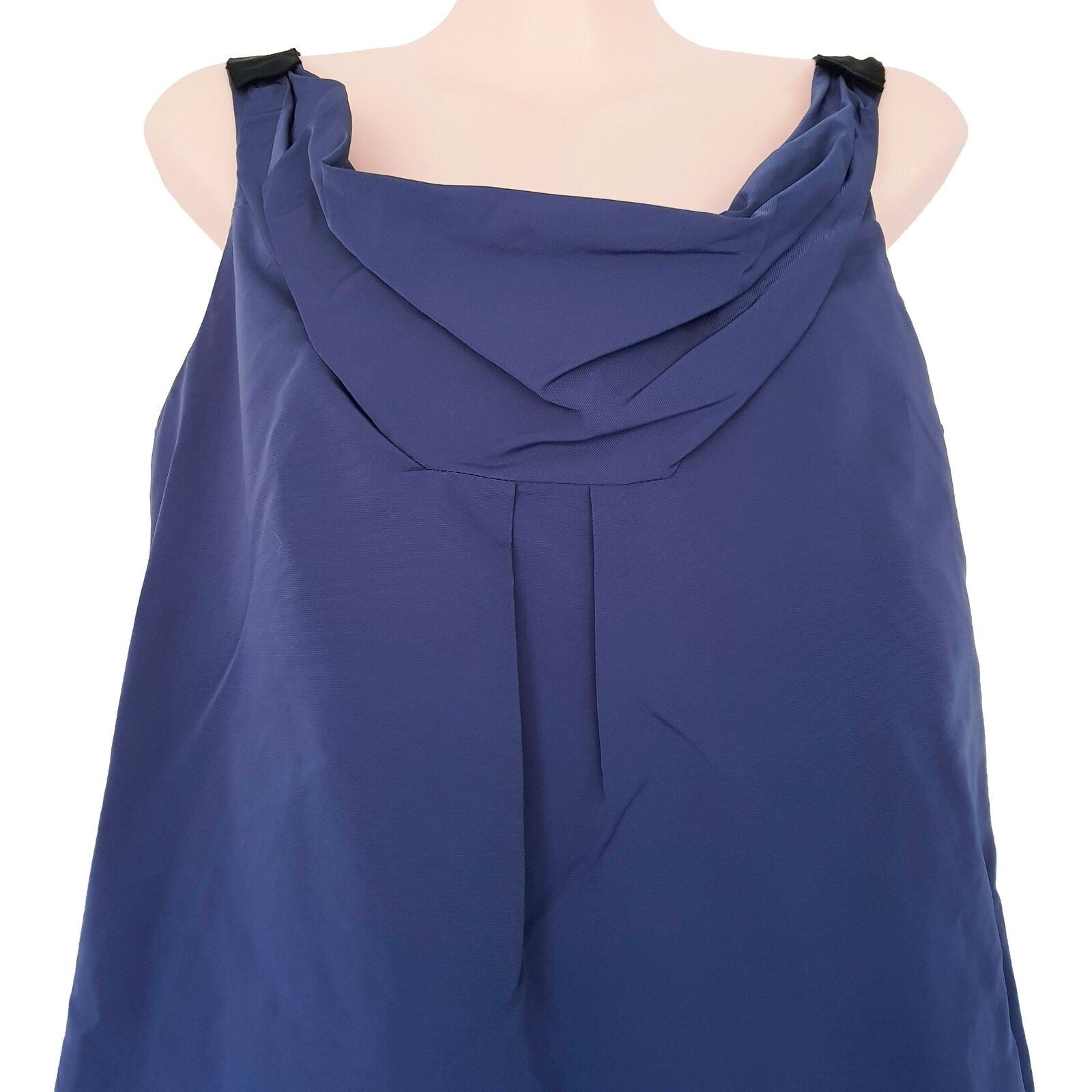 CUE Blue Sleeveless Women's A-Line Party Work Dress Cowl Neck Made in Australia