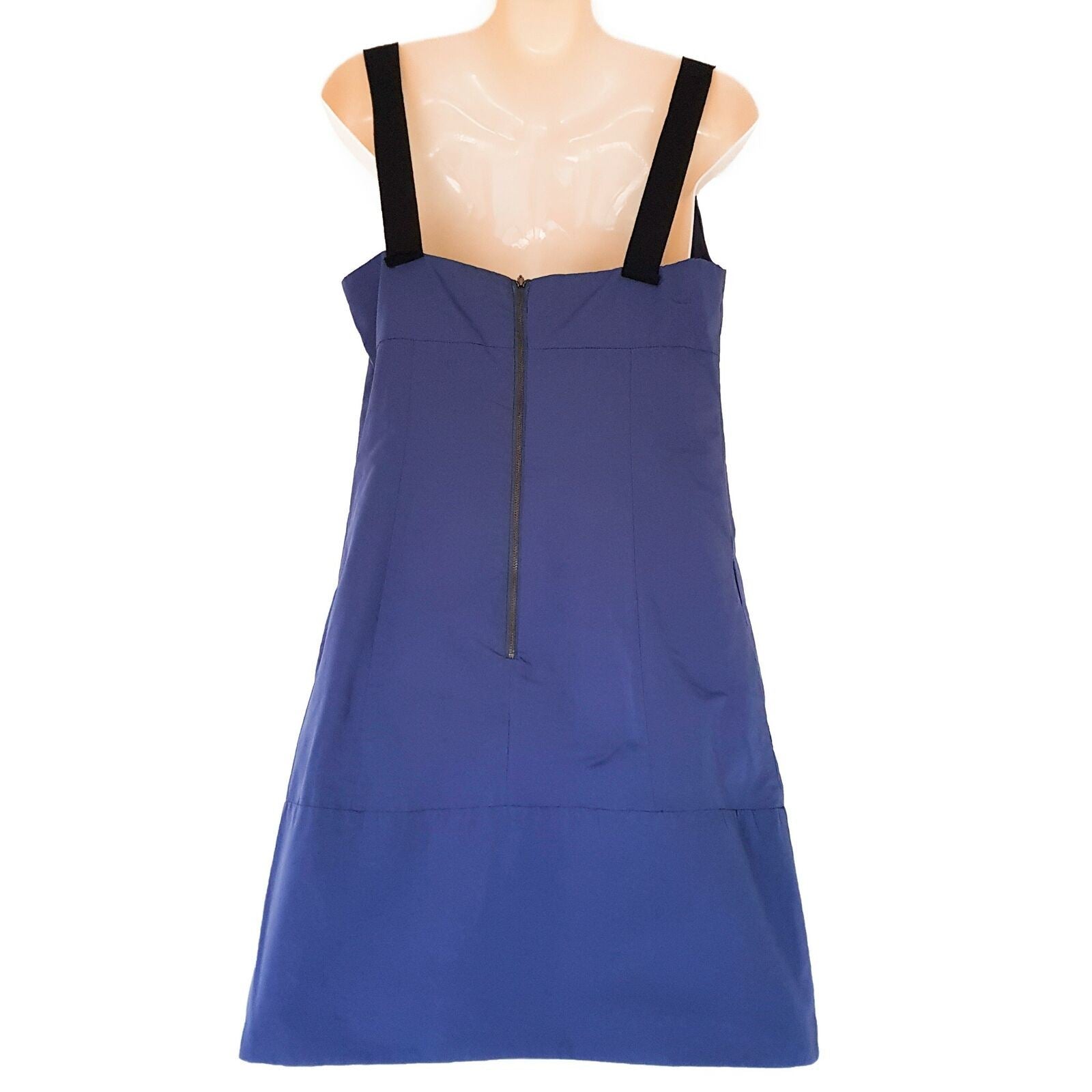 CUE Blue Sleeveless Women's A-Line Party Work Dress Cowl Neck Made in Australia