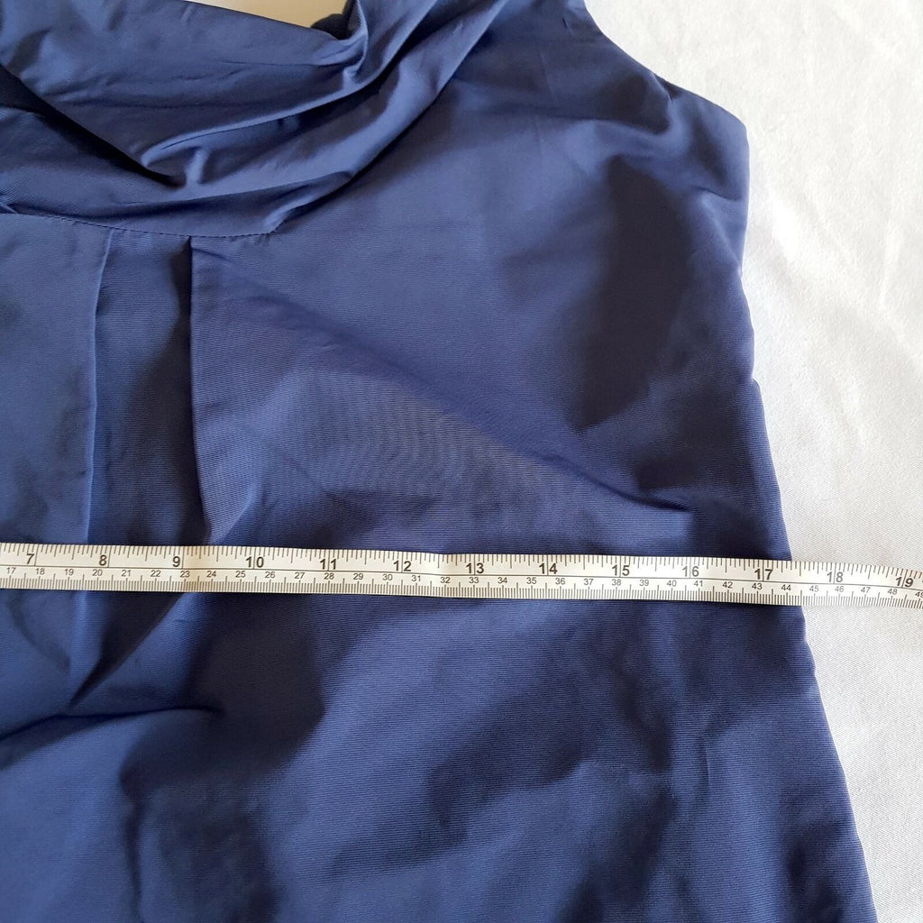 CUE Blue Sleeveless Women's A-Line Party Work Dress Cowl Neck Made in Australia