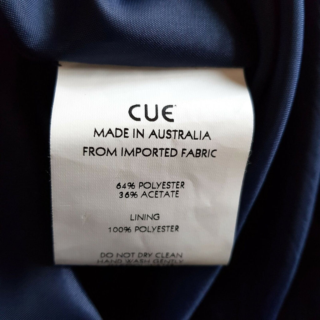 CUE Blue Sleeveless Women's A-Line Party Work Dress Cowl Neck Made in Australia