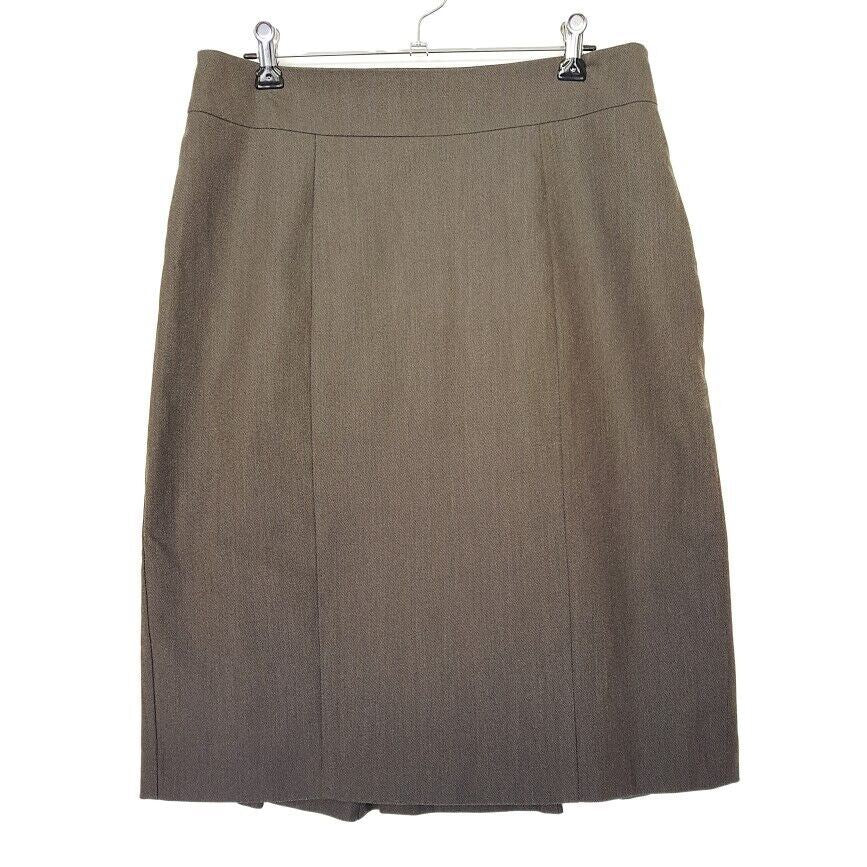 JACQUI-E Grey Brown A-Line Skirt Ladies Office Work Wear Business Knee-Length