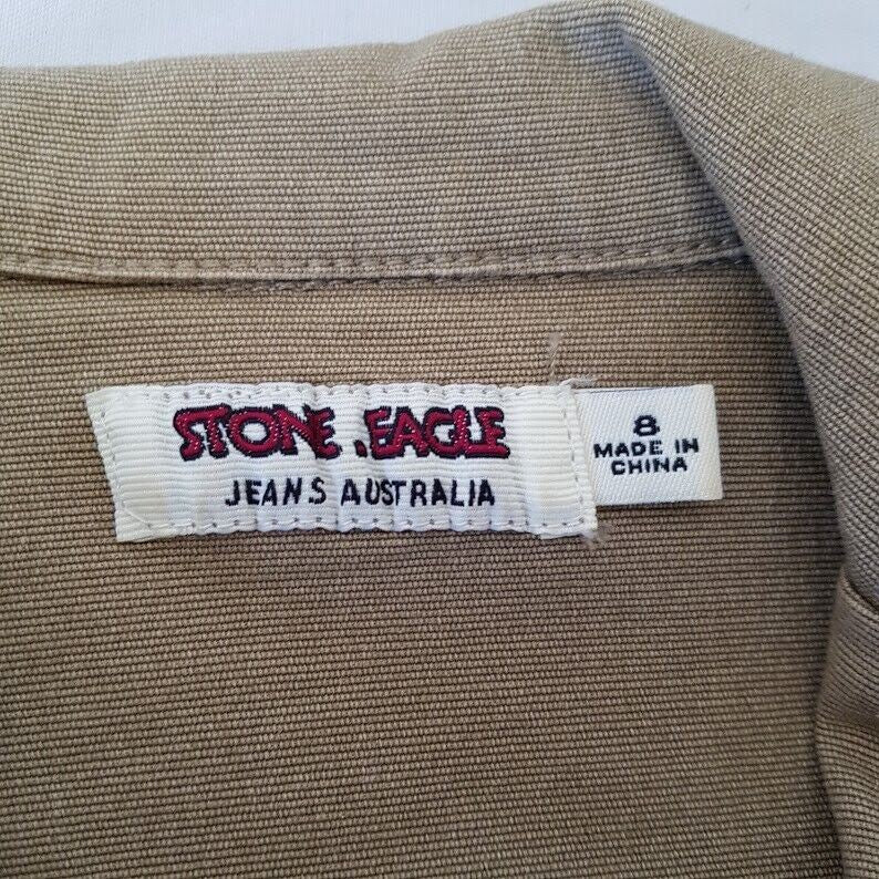 STONE EAGLE Jeans Australia Vintage Green Brown Camo Women's Cropped Jacket VTG